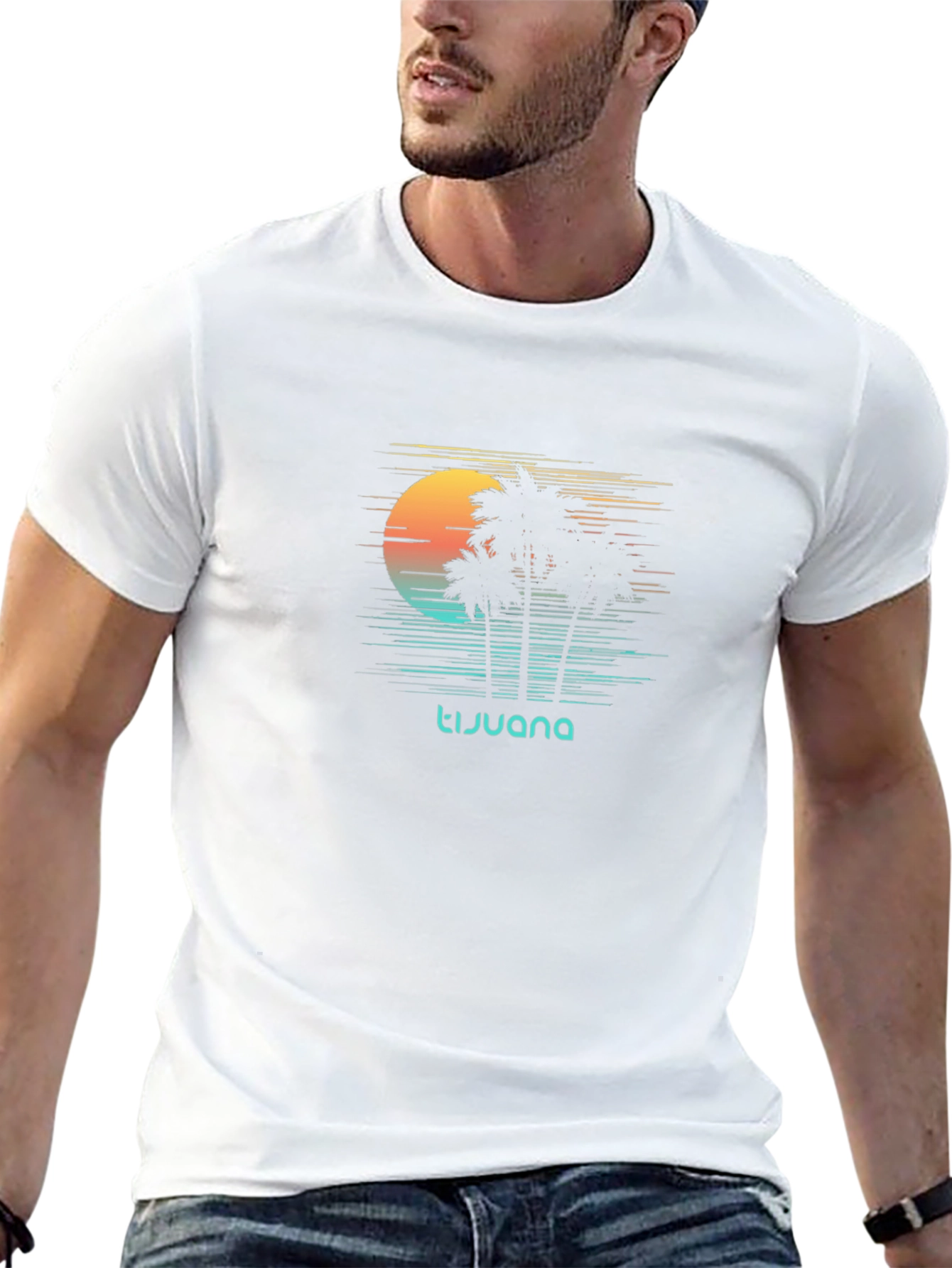 Tijuana Palm Sunset Graphic Tee - Black