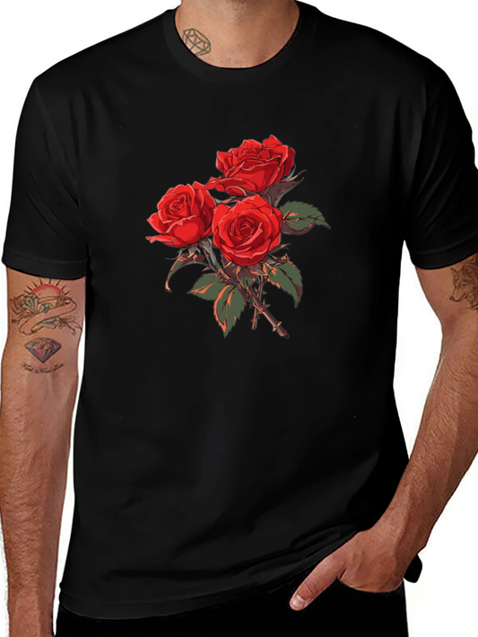 Rose Bouquet Graphic T-Shirt - Black