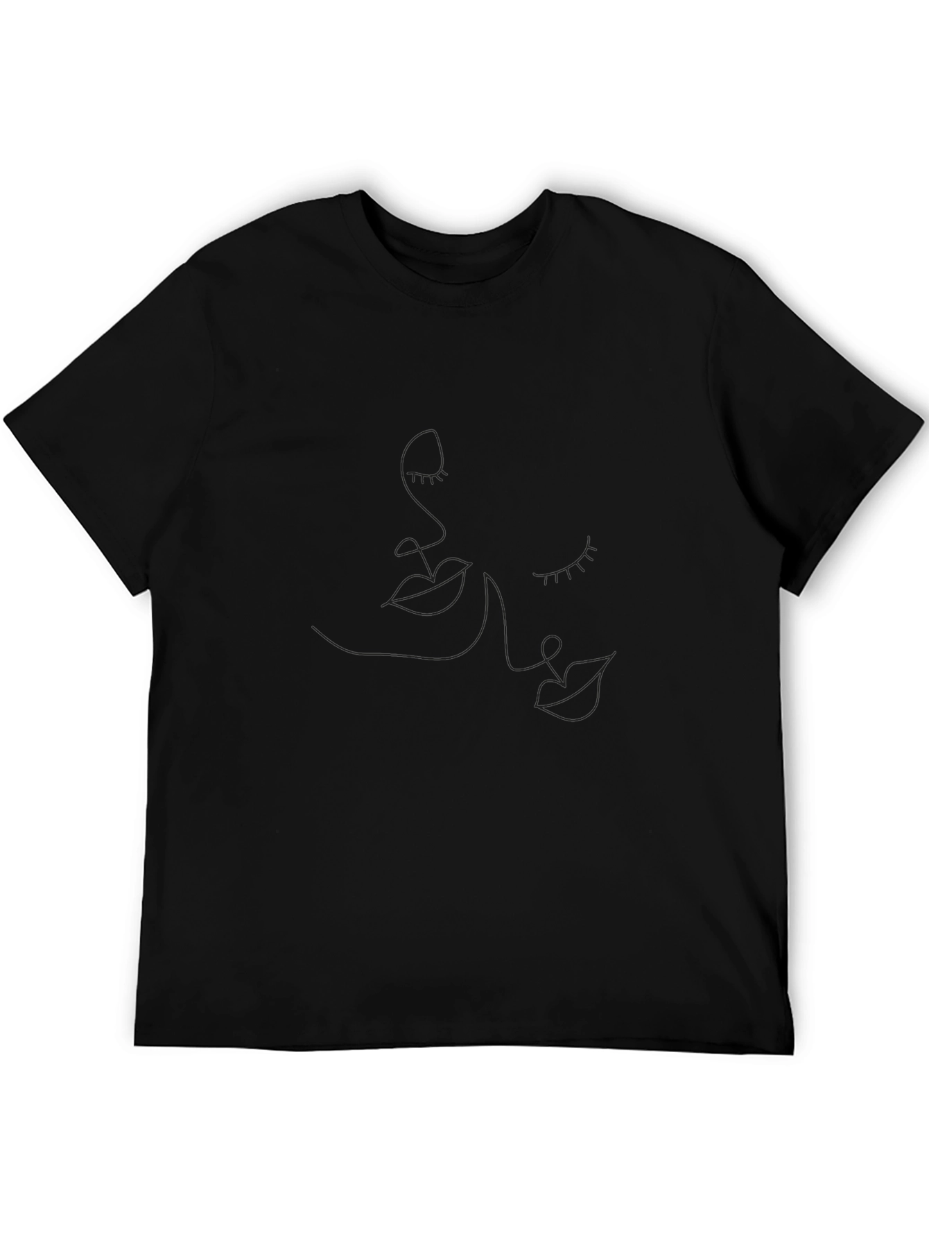Minimalist Line Art Black T-Shirt