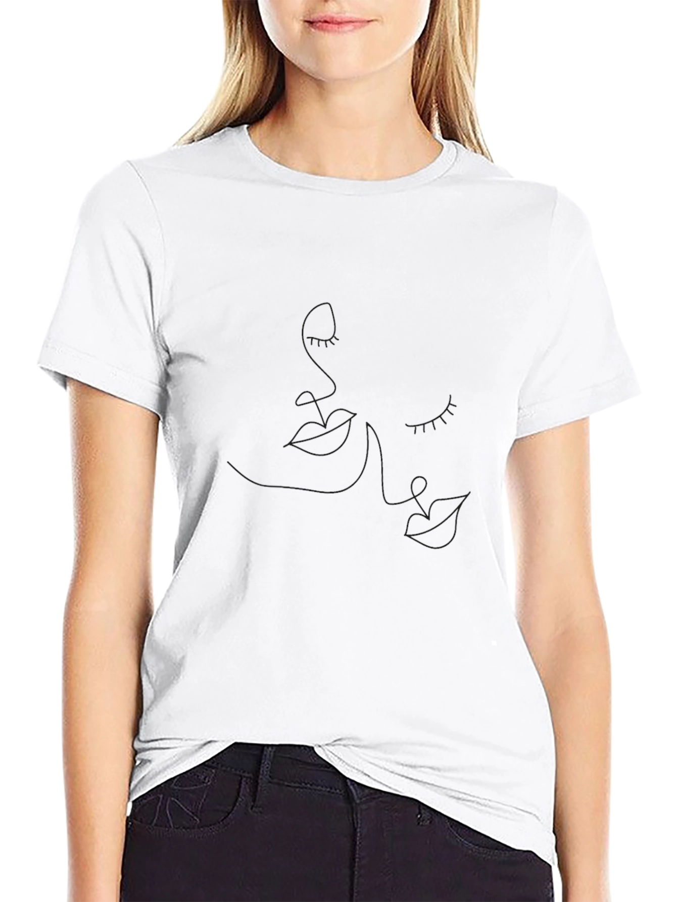 Minimalist Line Art Black T-Shirt