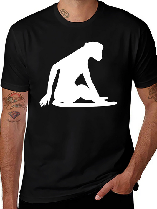 Modern Monkey Silhouette Graphic Tee - Black