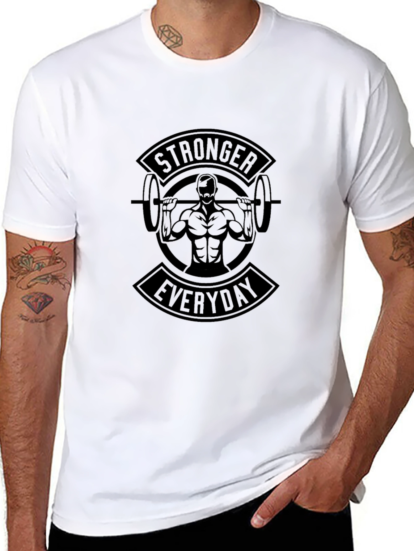 Stronger Everyday Black Graphic T-Shirt - Gym Motivation