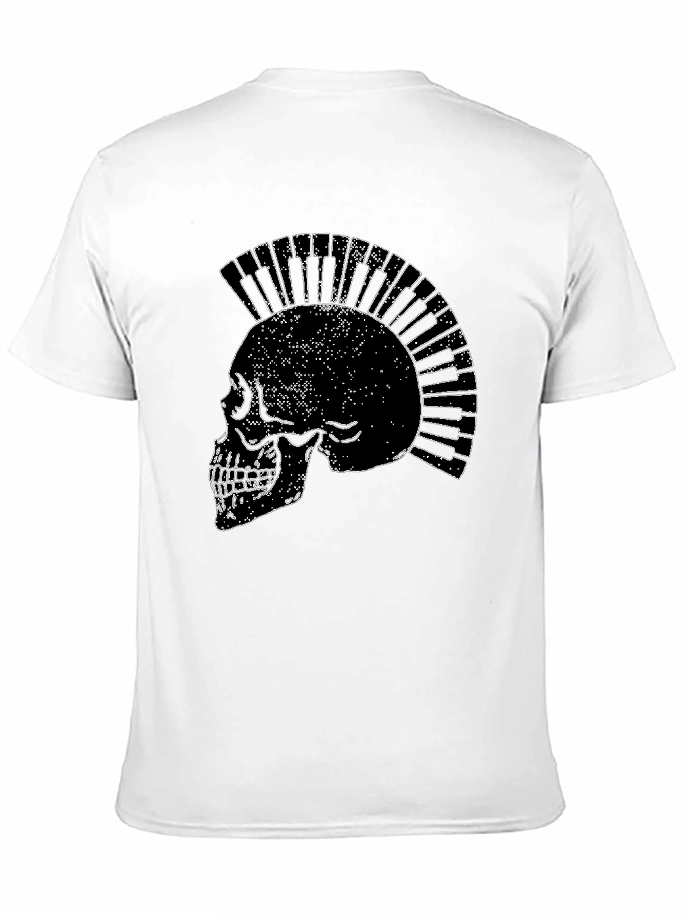 Skull Piano Keys Punk Rock Black T-Shirt