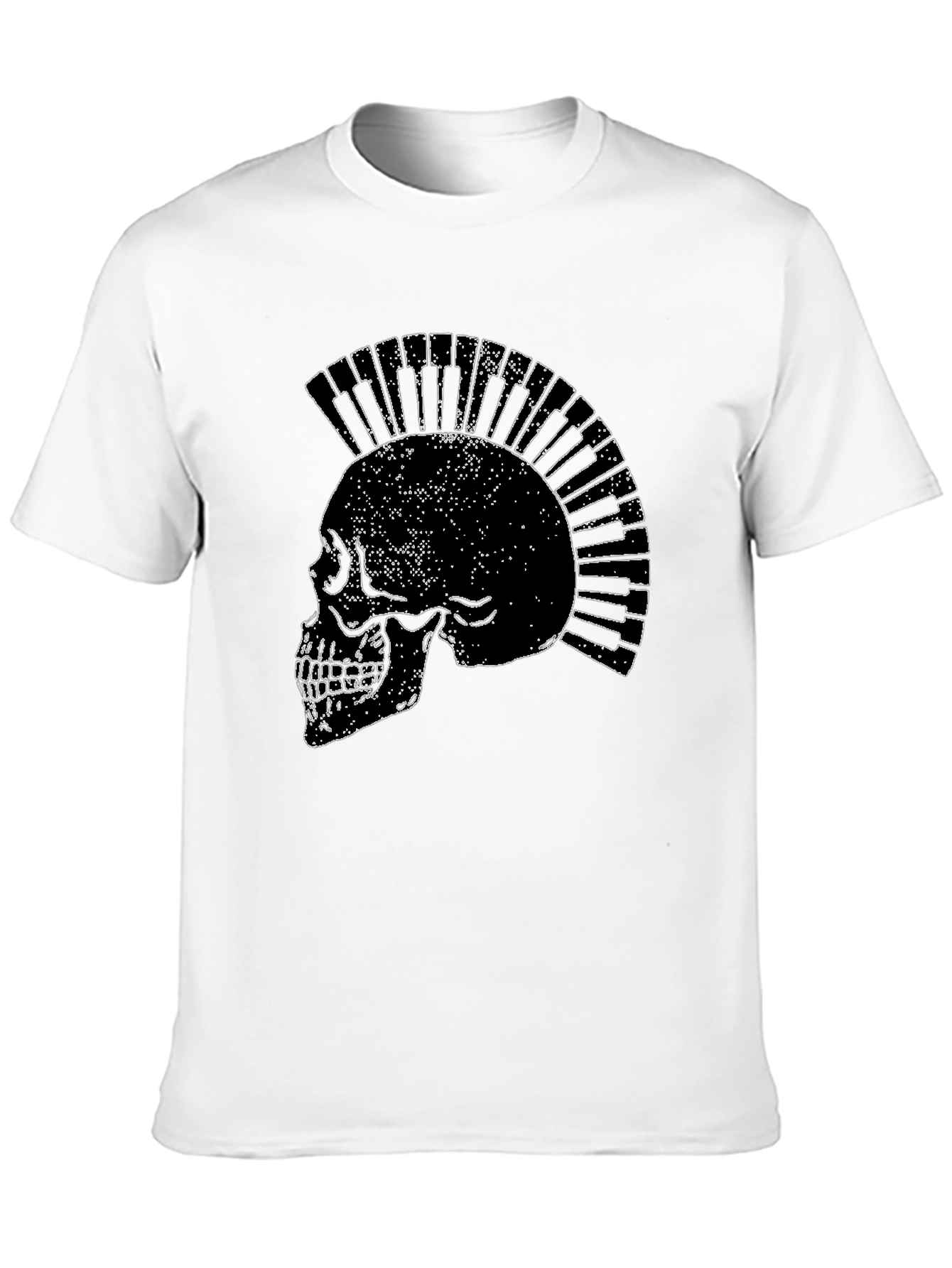 Skull Piano Keys Punk Rock Black T-Shirt
