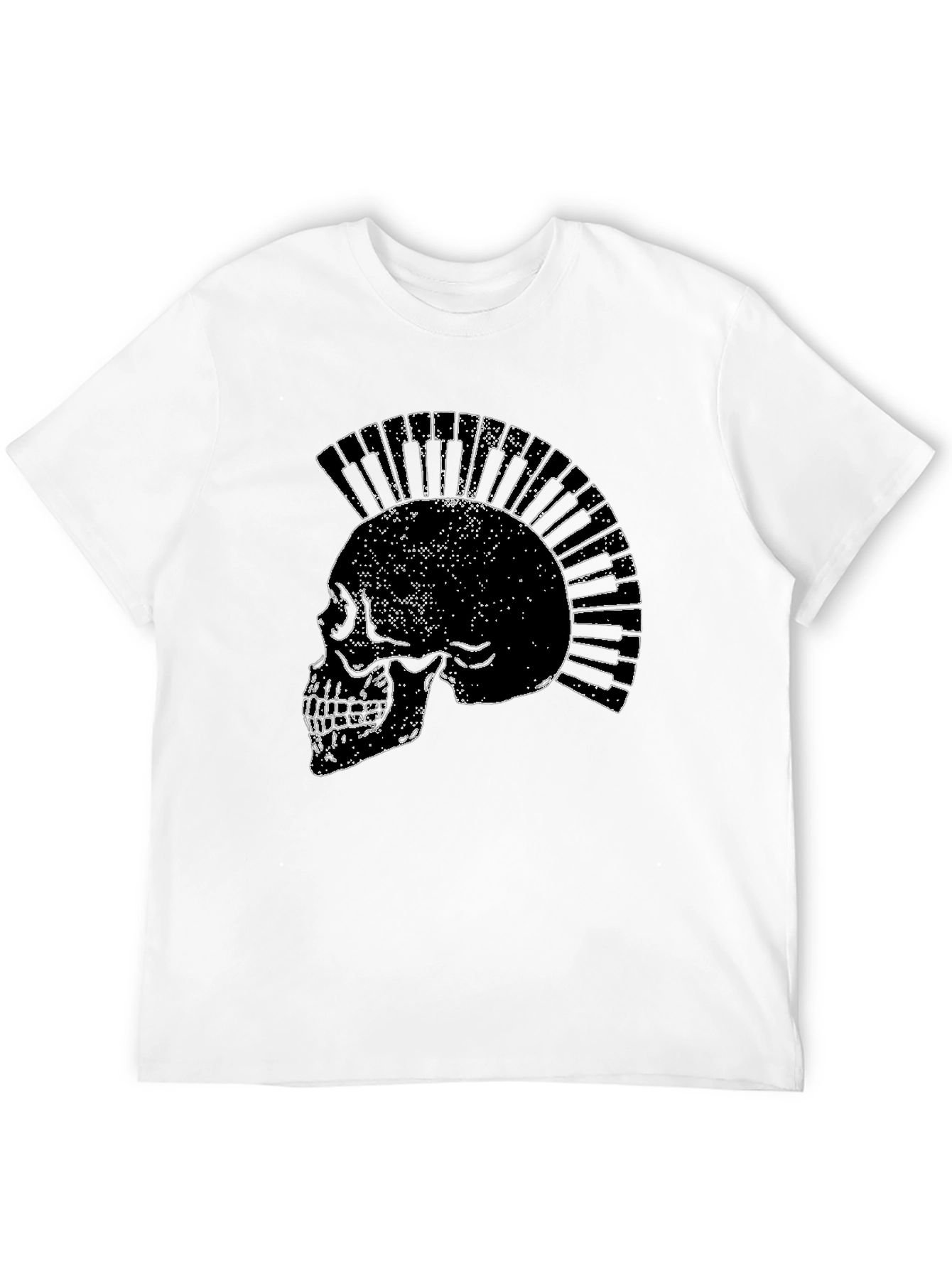 Skull Piano Keys Punk Rock Black T-Shirt