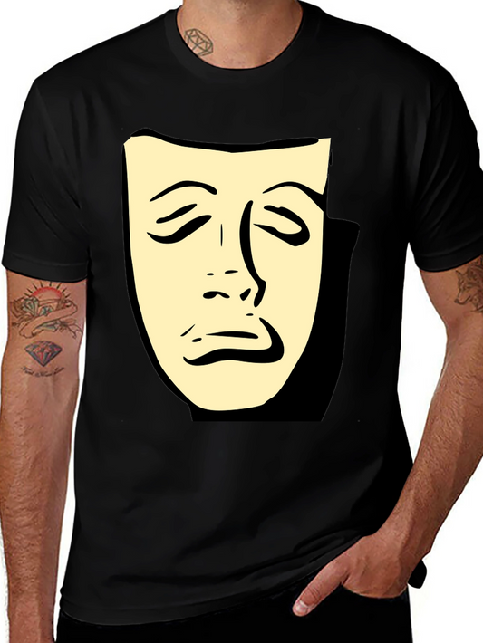 Sad Mask Graphic Tee - Comfort Fit Black T-Shirt