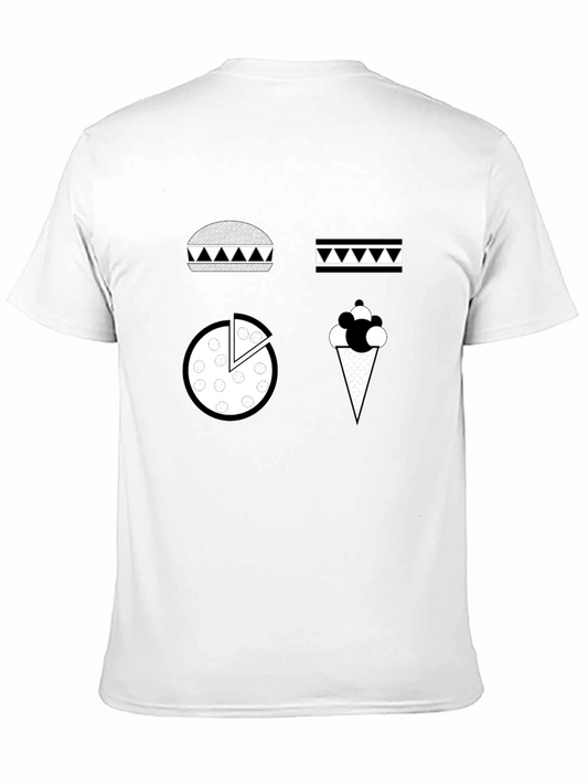 Foodie Black T-Shirt: Burger Fries Pizza Ice Cream Graphic