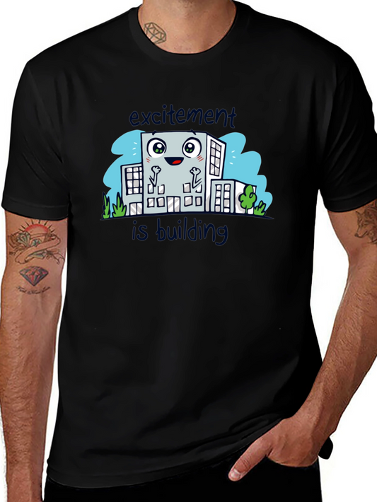 Excitement is Building Black Graphic Tee