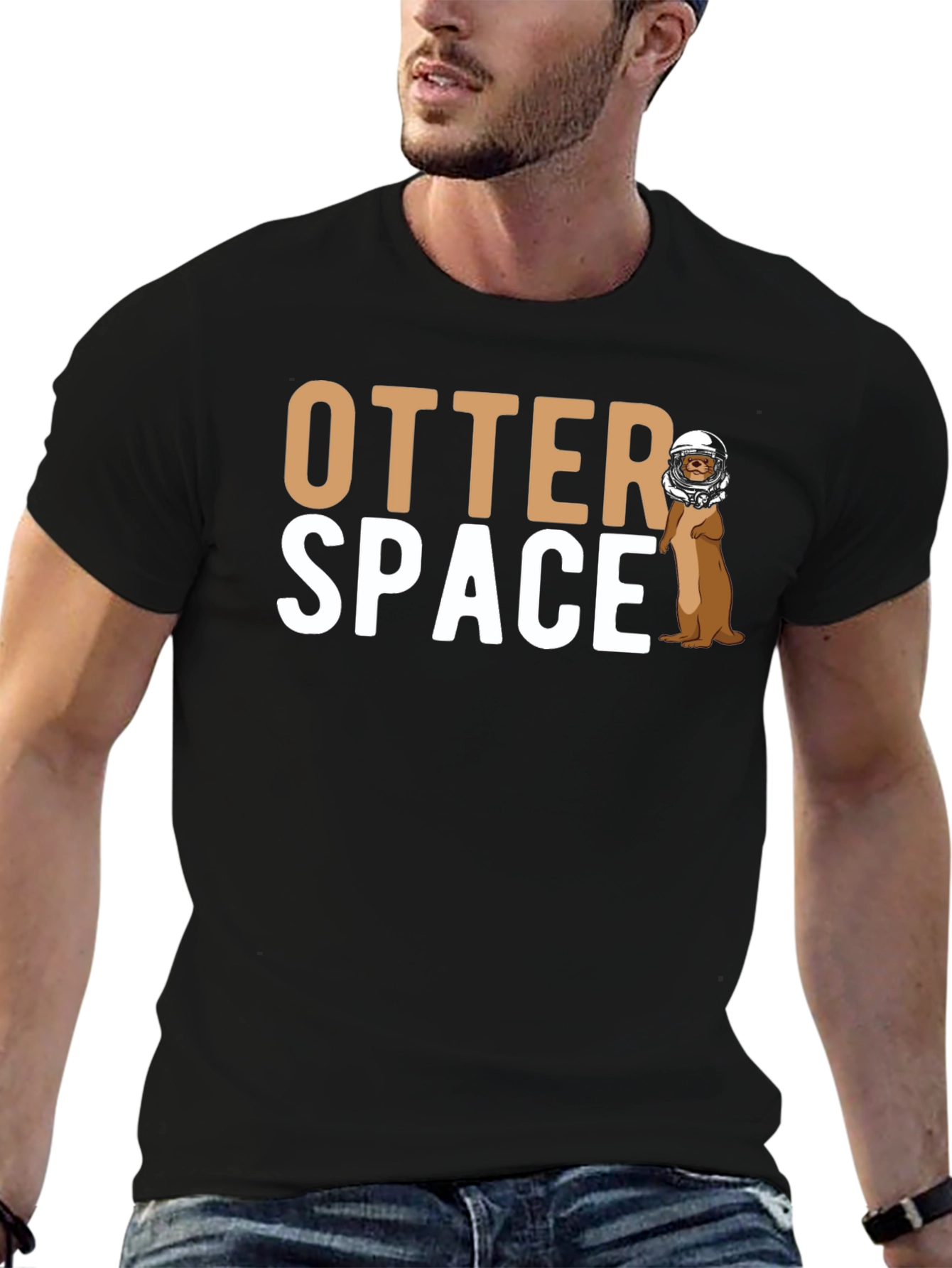 Otter Space Graphic T-Shirt - Novelty Astronaut Otter Tee