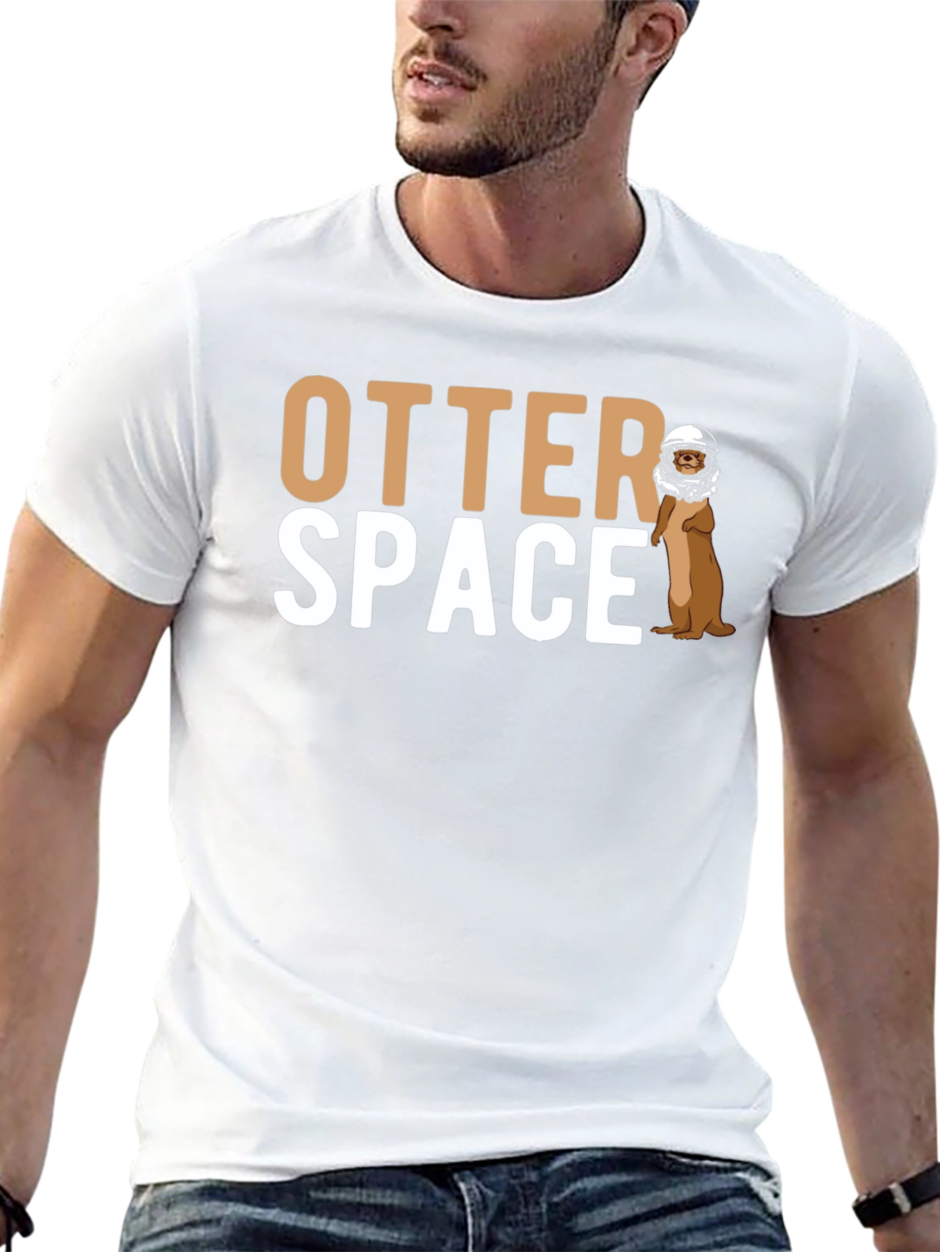 Otter Space Graphic T-Shirt - Novelty Astronaut Otter Tee