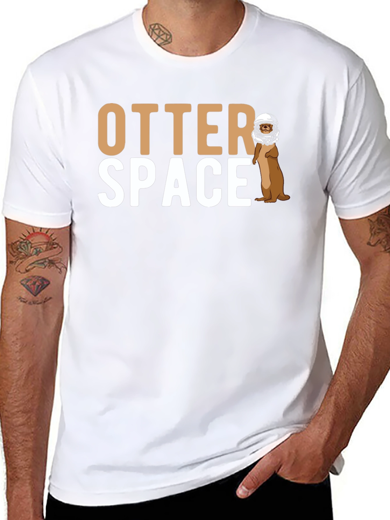 Otter Space Graphic T-Shirt - Novelty Astronaut Otter Tee