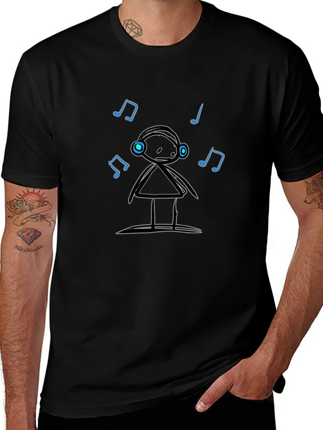 Musical Stick Figure Black T-Shirt