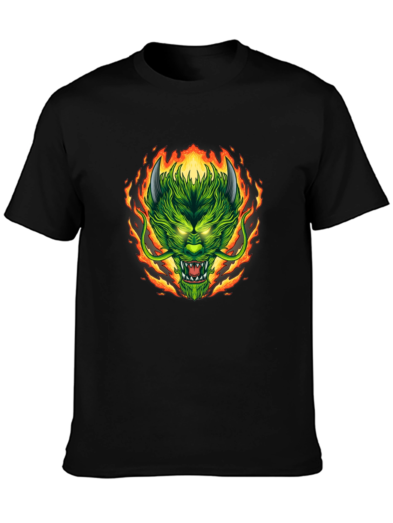 Fiery Dragon Graphic Tee - Mens Black T-Shirt