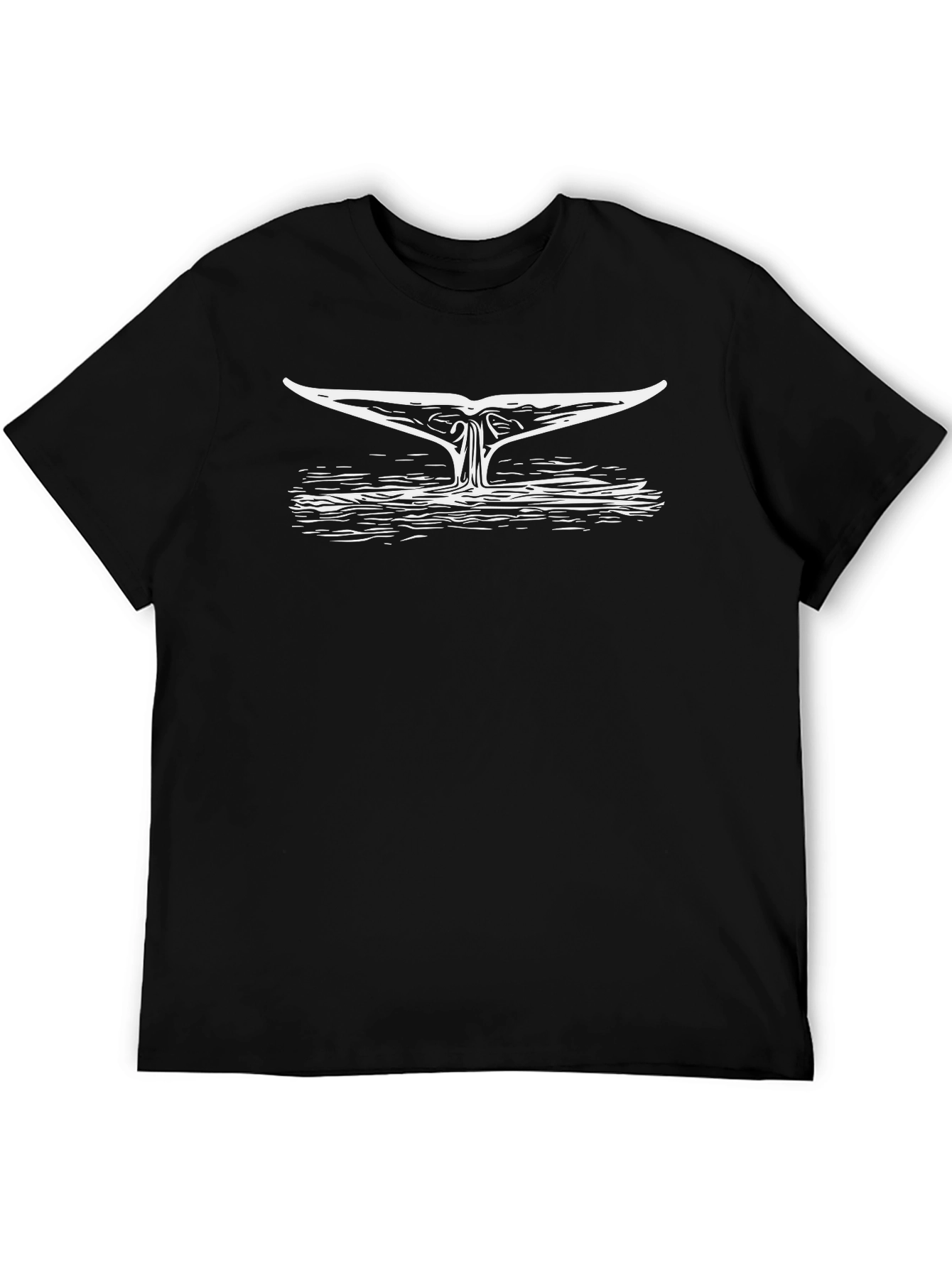 Whale Tail Graphic Tee - Black Cotton T-Shirt