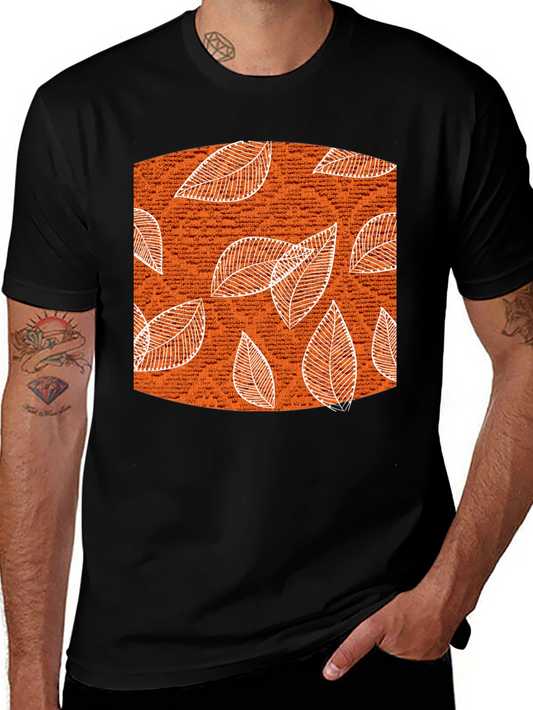 Autumn Leaves Graphic Tee - Stylish Black Cotton T-Shirt