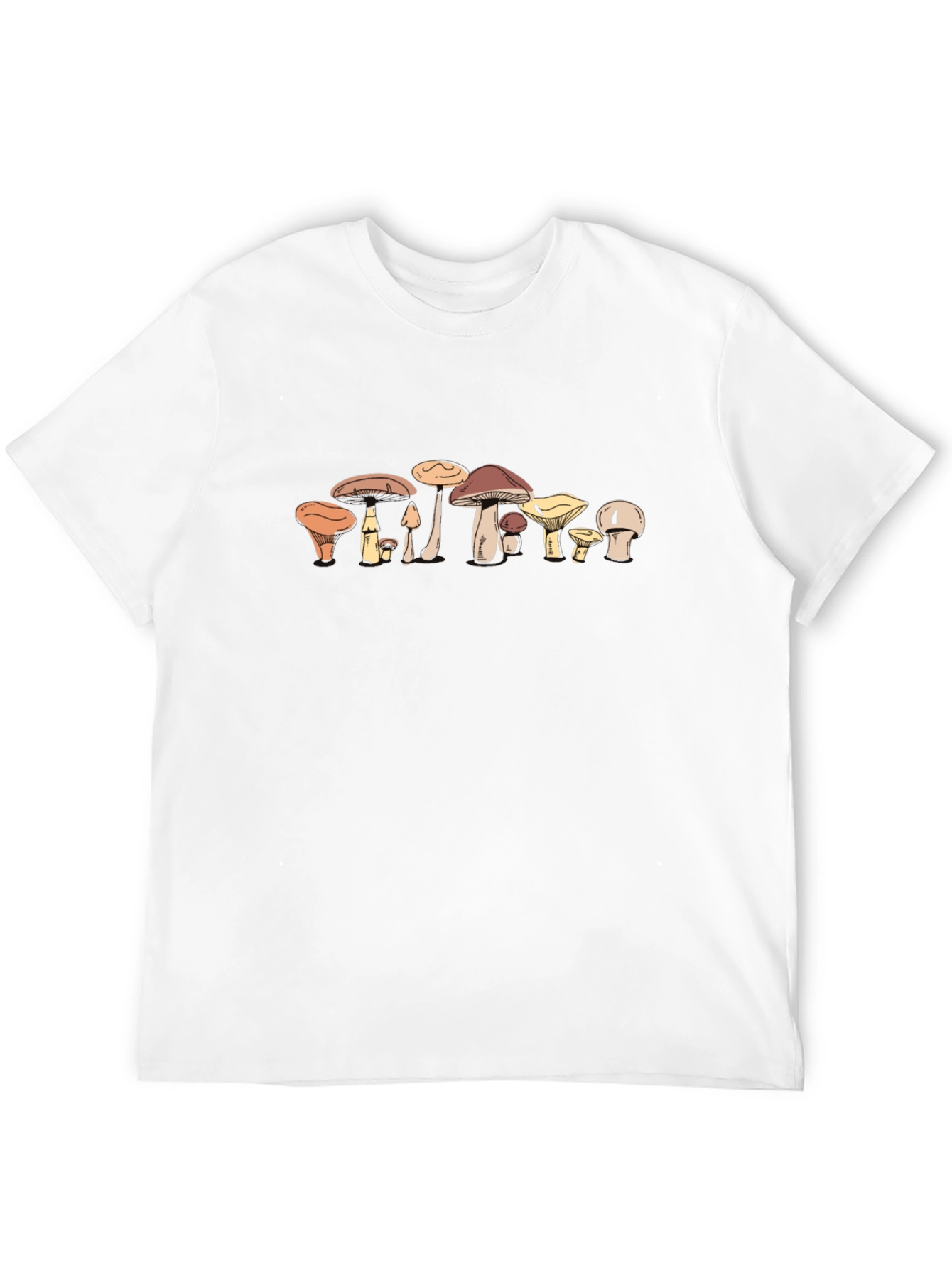 Funky Mushroom Print Black T-Shirt