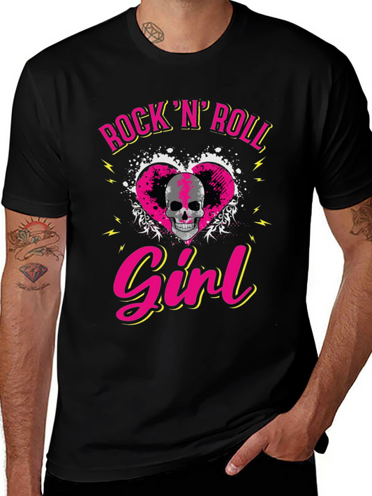 Rock N Roll Girl Skull Graphic T-Shirt
