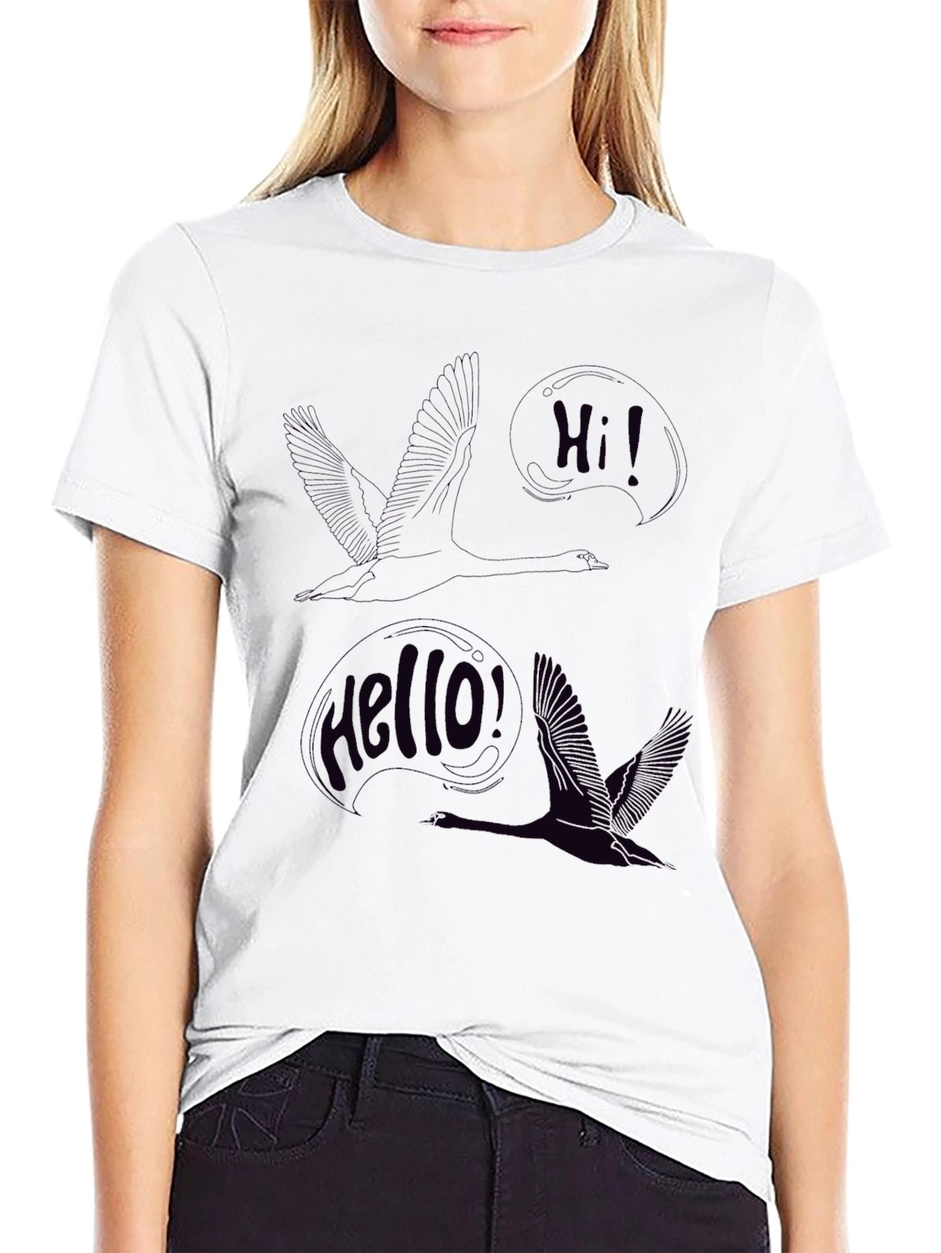 Mens Black Swan Graphic Print Tee