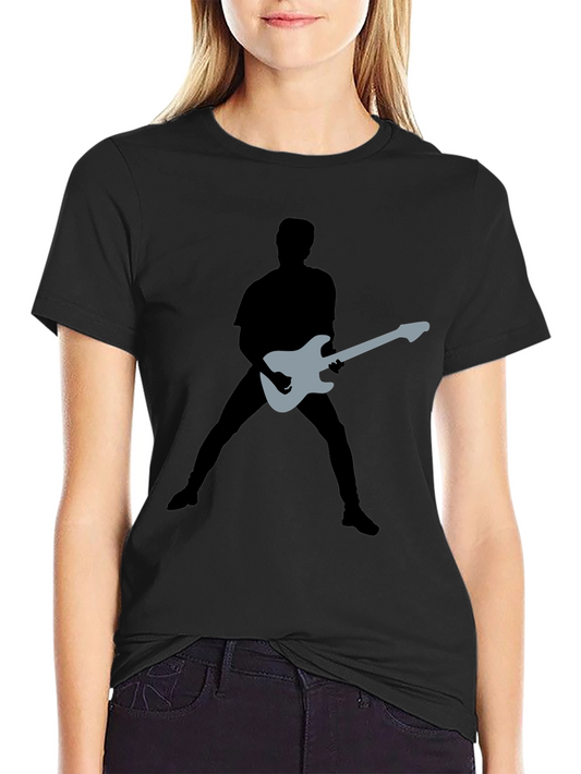 Guitar Silhouette Graphic Black T-Shirt