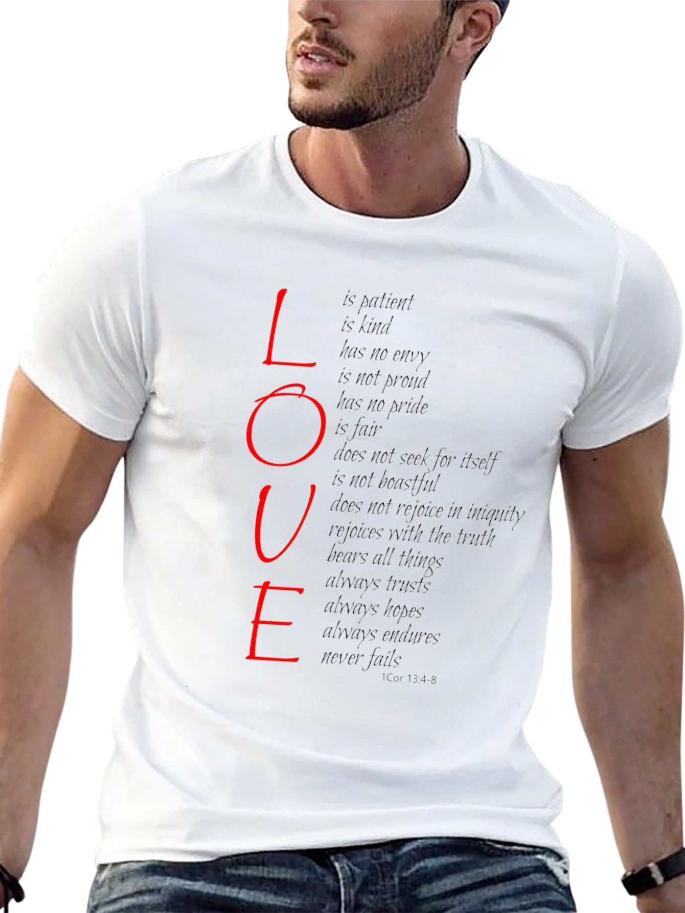 Love Scripture Print T-Shirt - Black