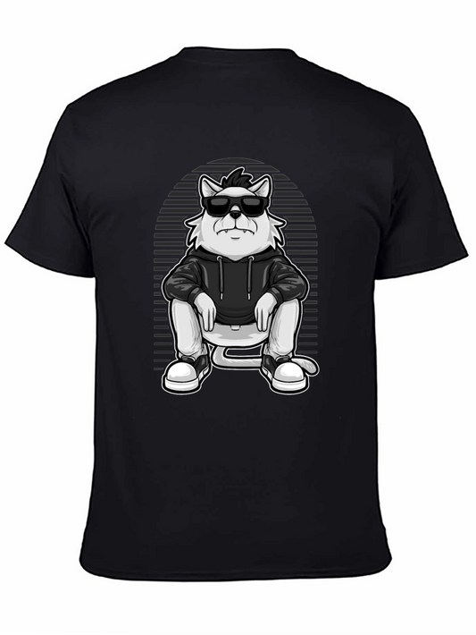 Cool Cat Graphic Tee - Black Cotton Blend