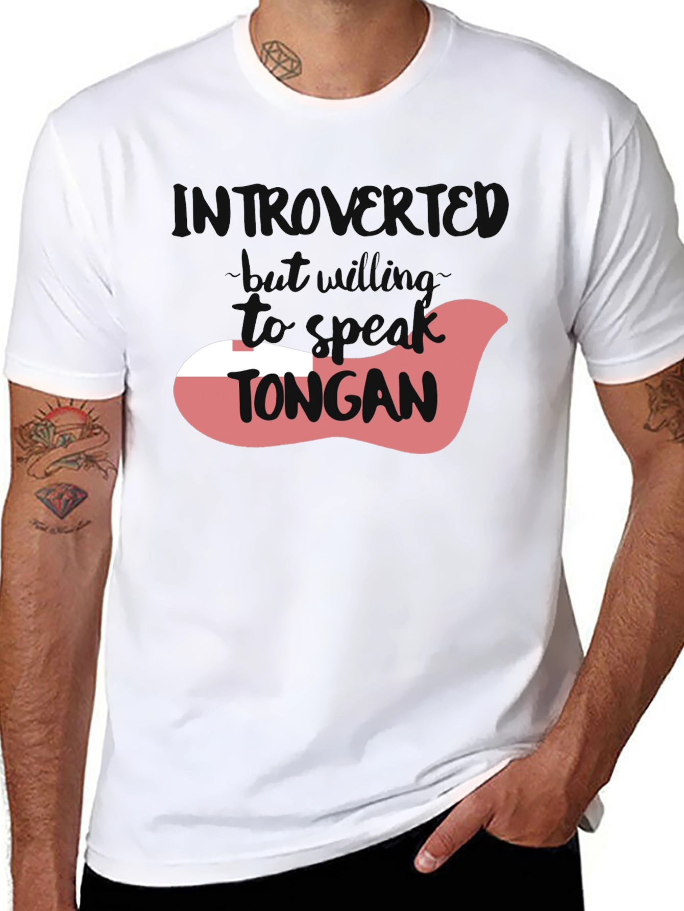 Introvert But Willing to Speak Tongan Black T-Shirt