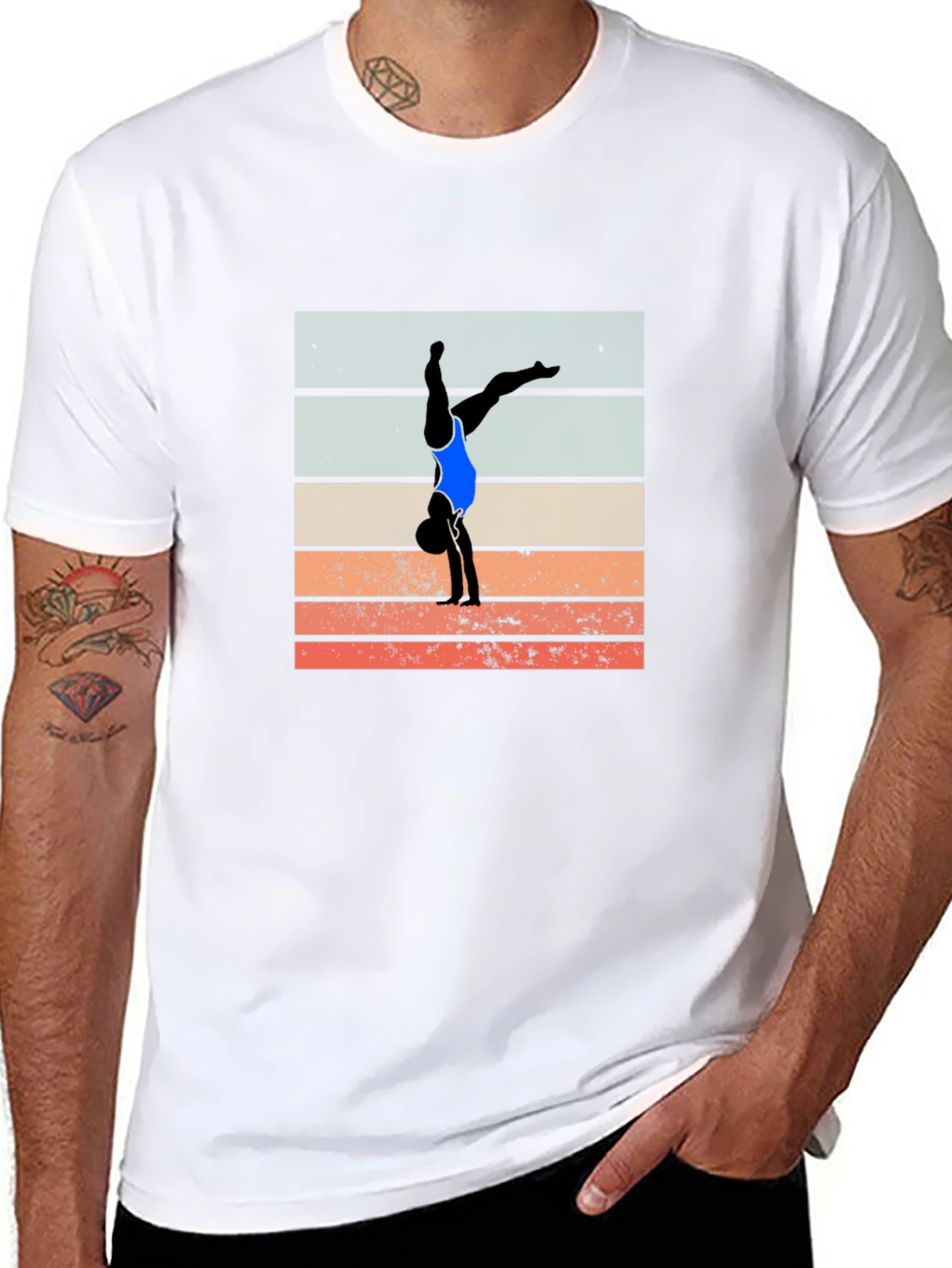 Gymnast Silhouette Graphic Tee - Retro Style