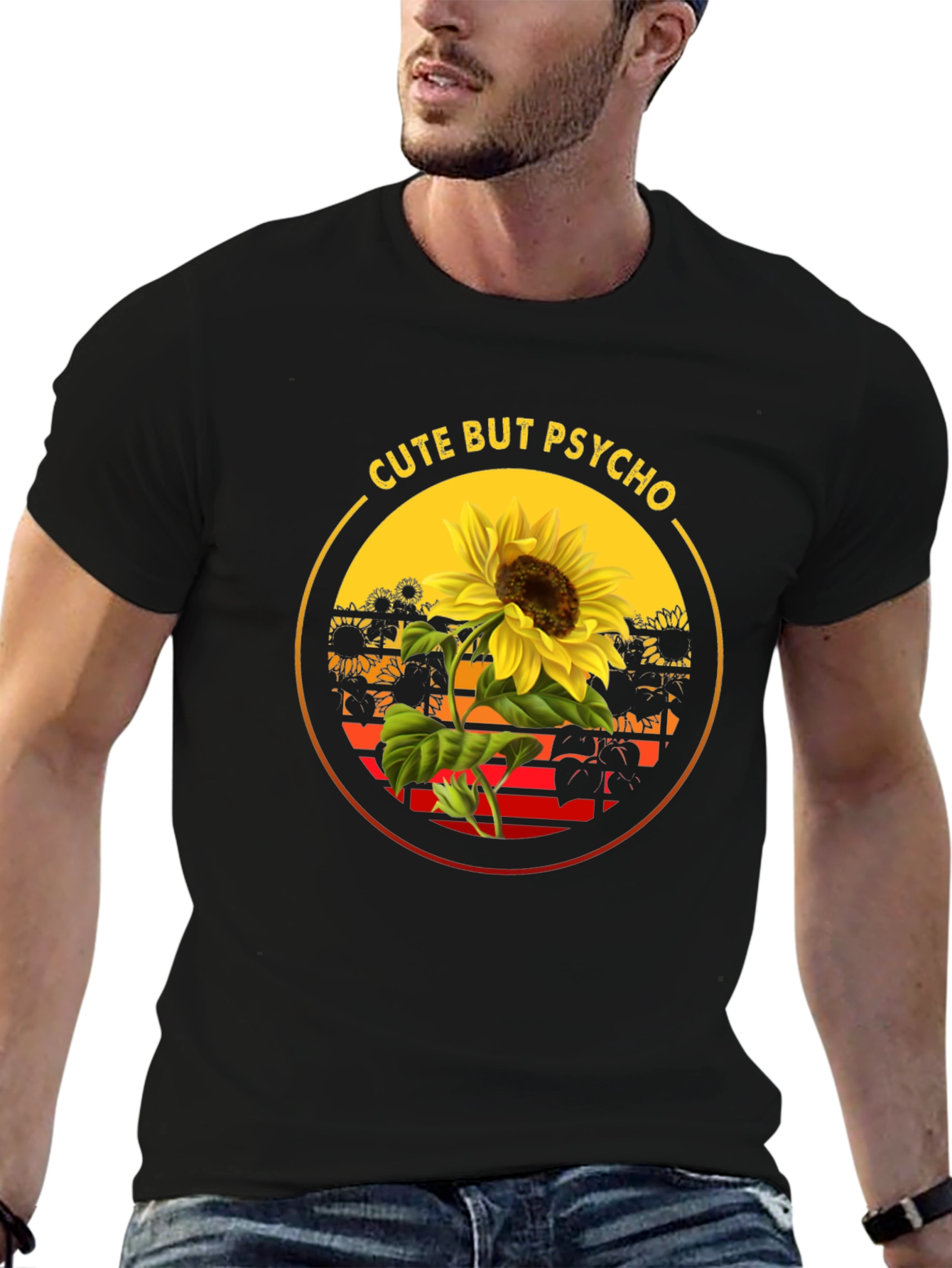 Cute But Psycho Sunflower Graphic Tee