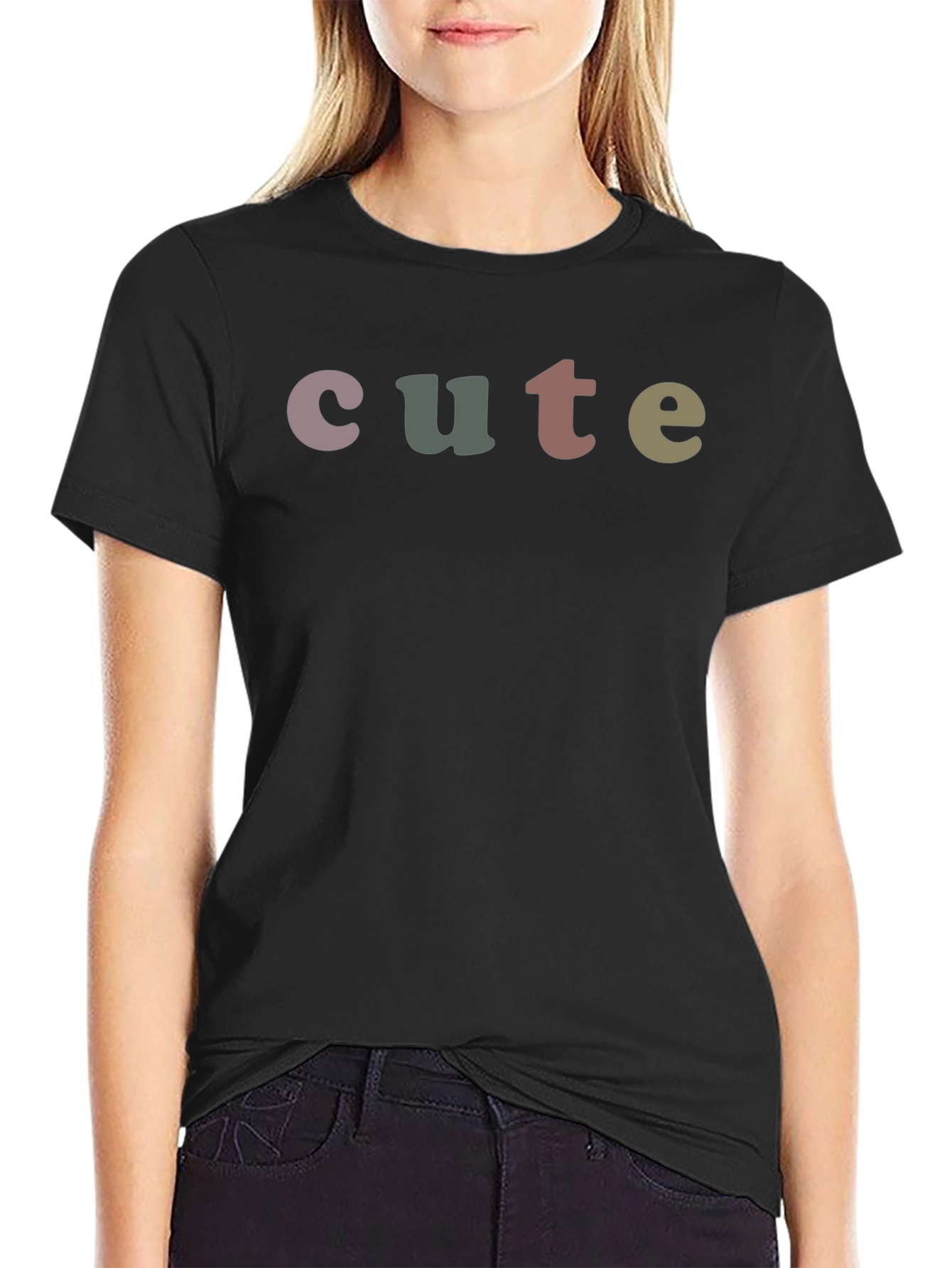 Cute Graphic Print Crew Neck T-Shirt