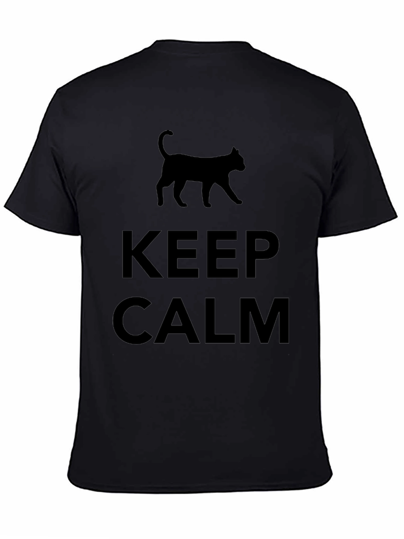 Keep Calm Cat T-Shirt - Mens Black Tee