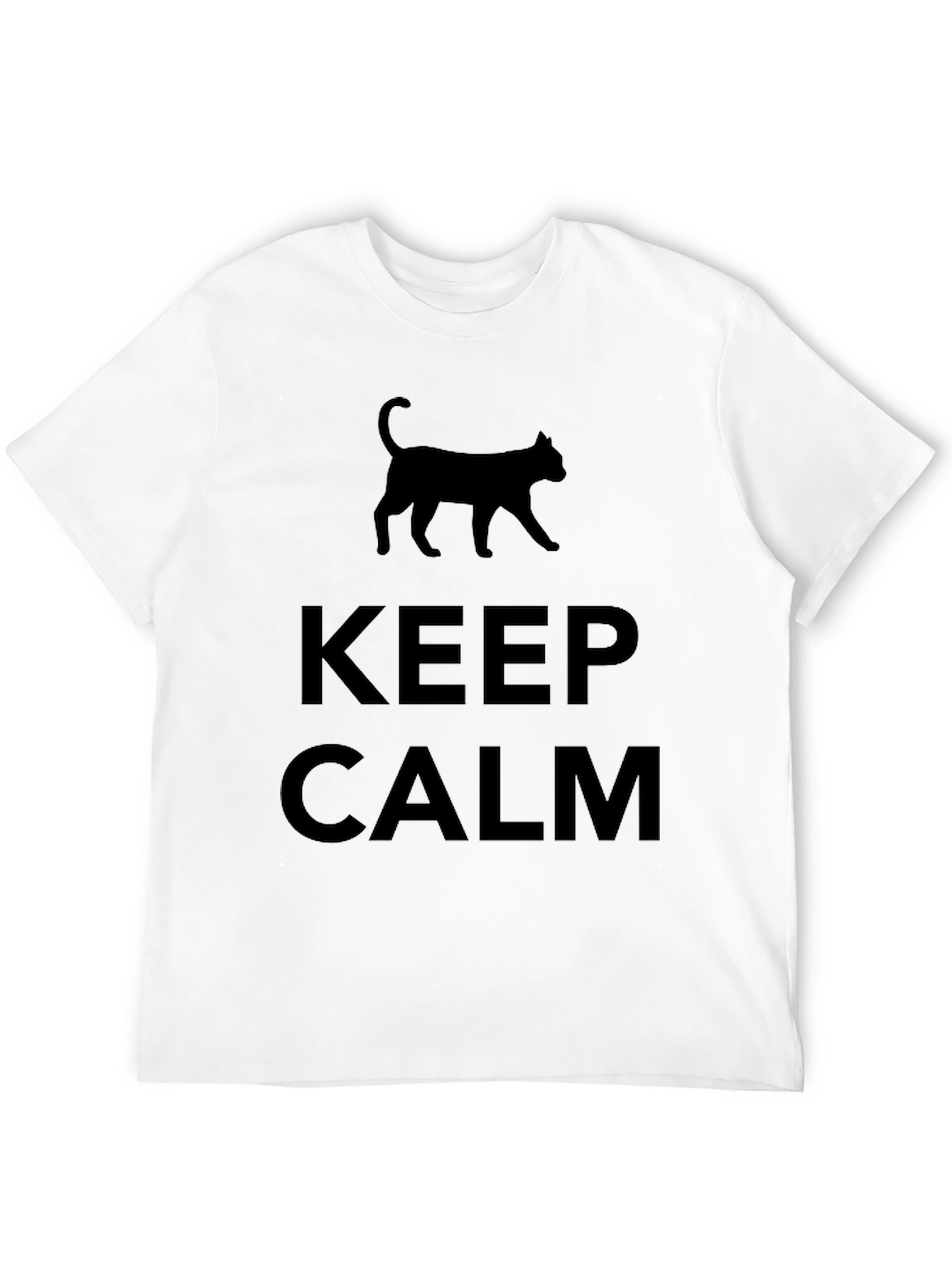 Keep Calm Cat T-Shirt - Mens Black Tee