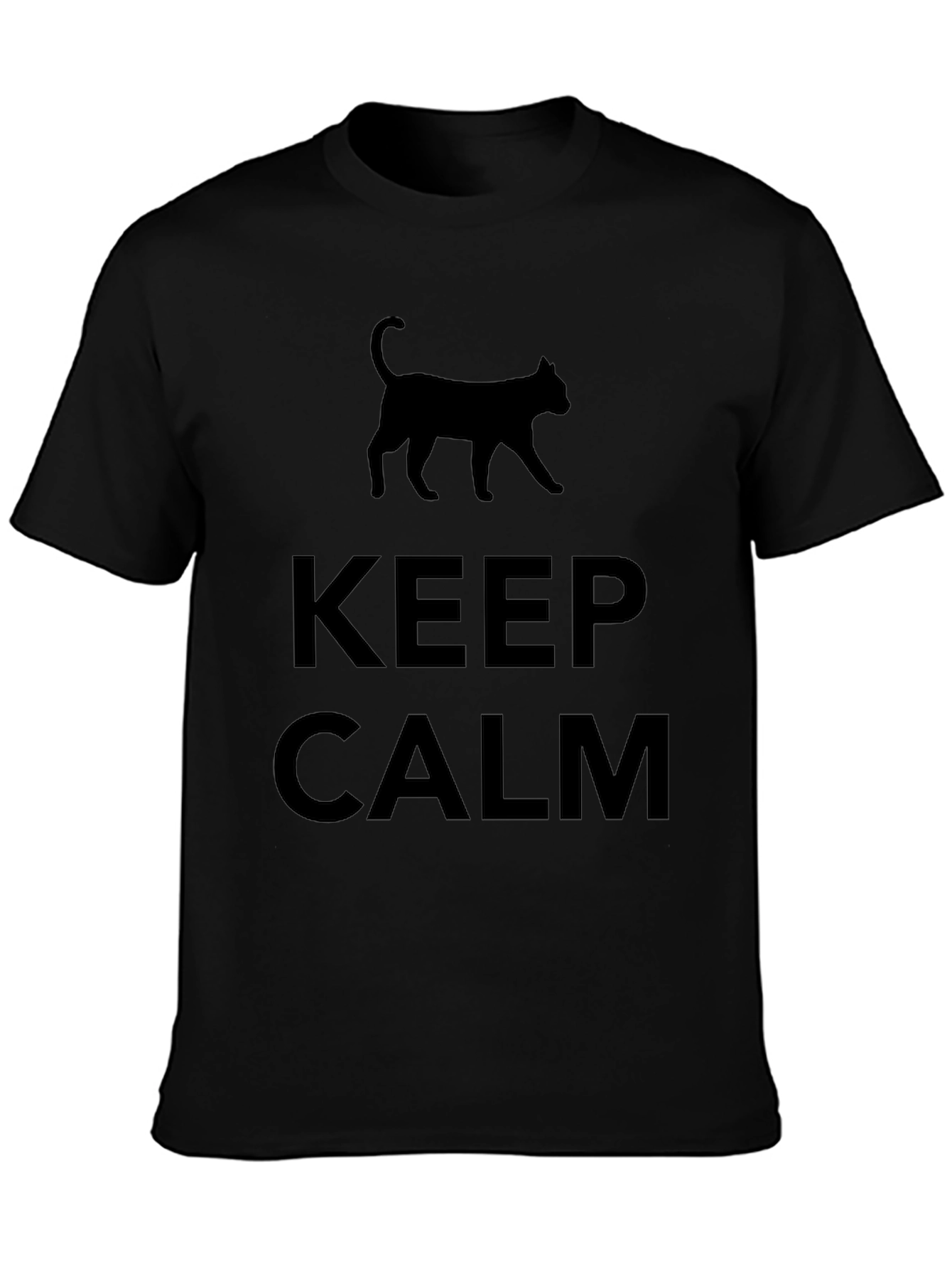Keep Calm Cat T-Shirt - Mens Black Tee