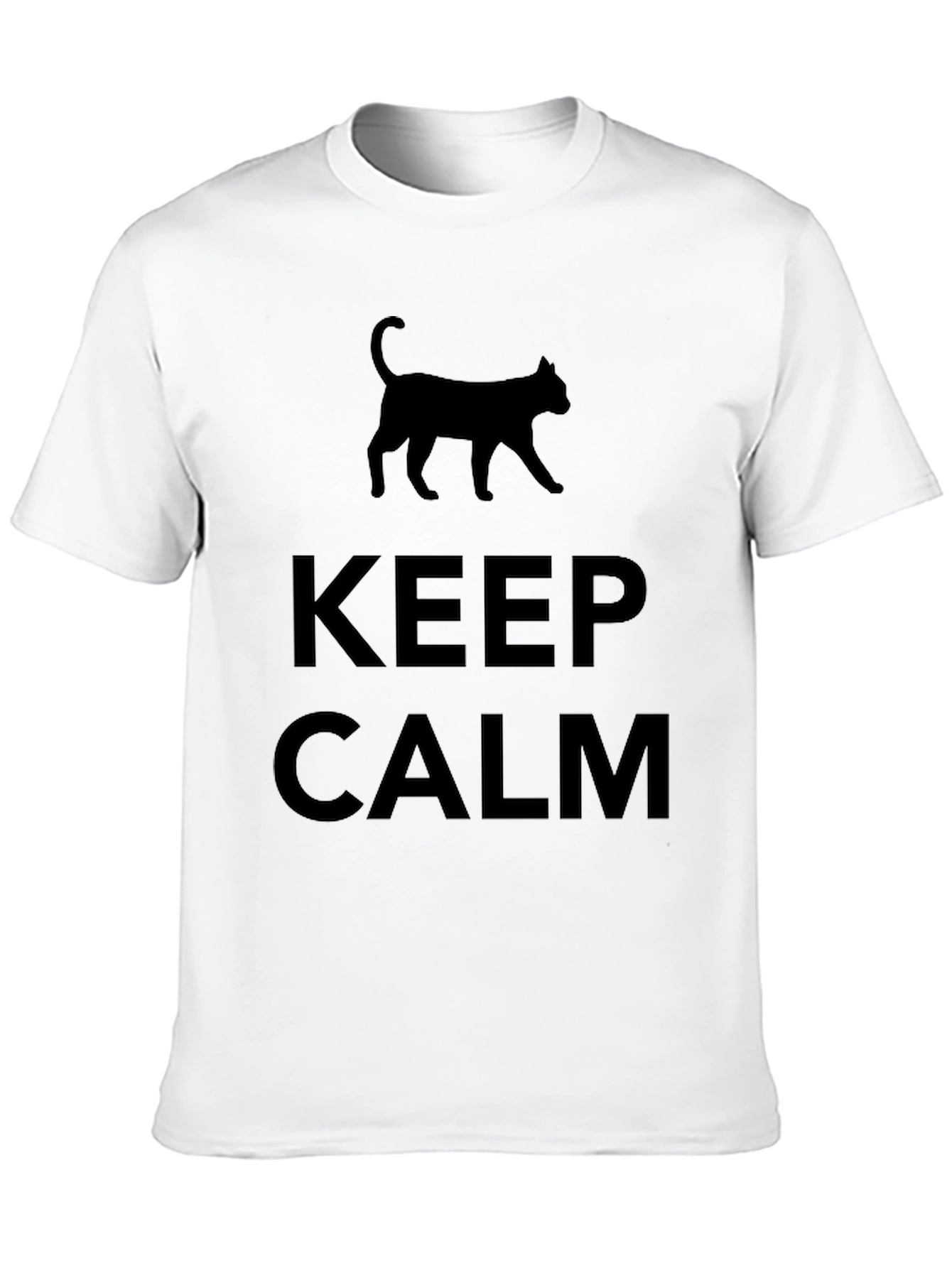 Keep Calm Cat T-Shirt - Mens Black Tee