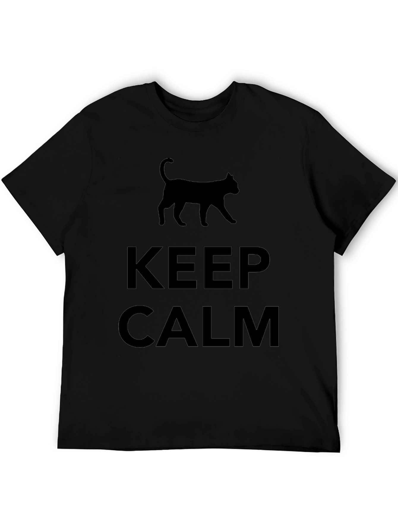 Keep Calm Cat T-Shirt - Mens Black Tee
