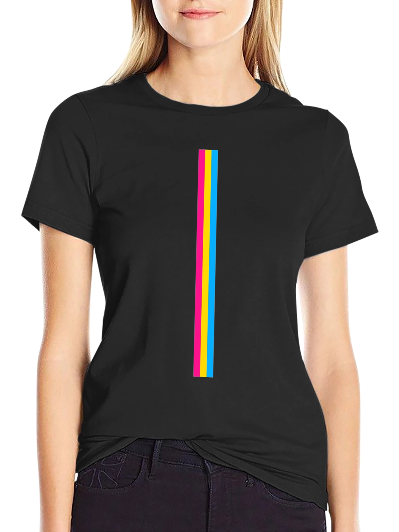 Pan Pride Stripe Graphic Black T-Shirt