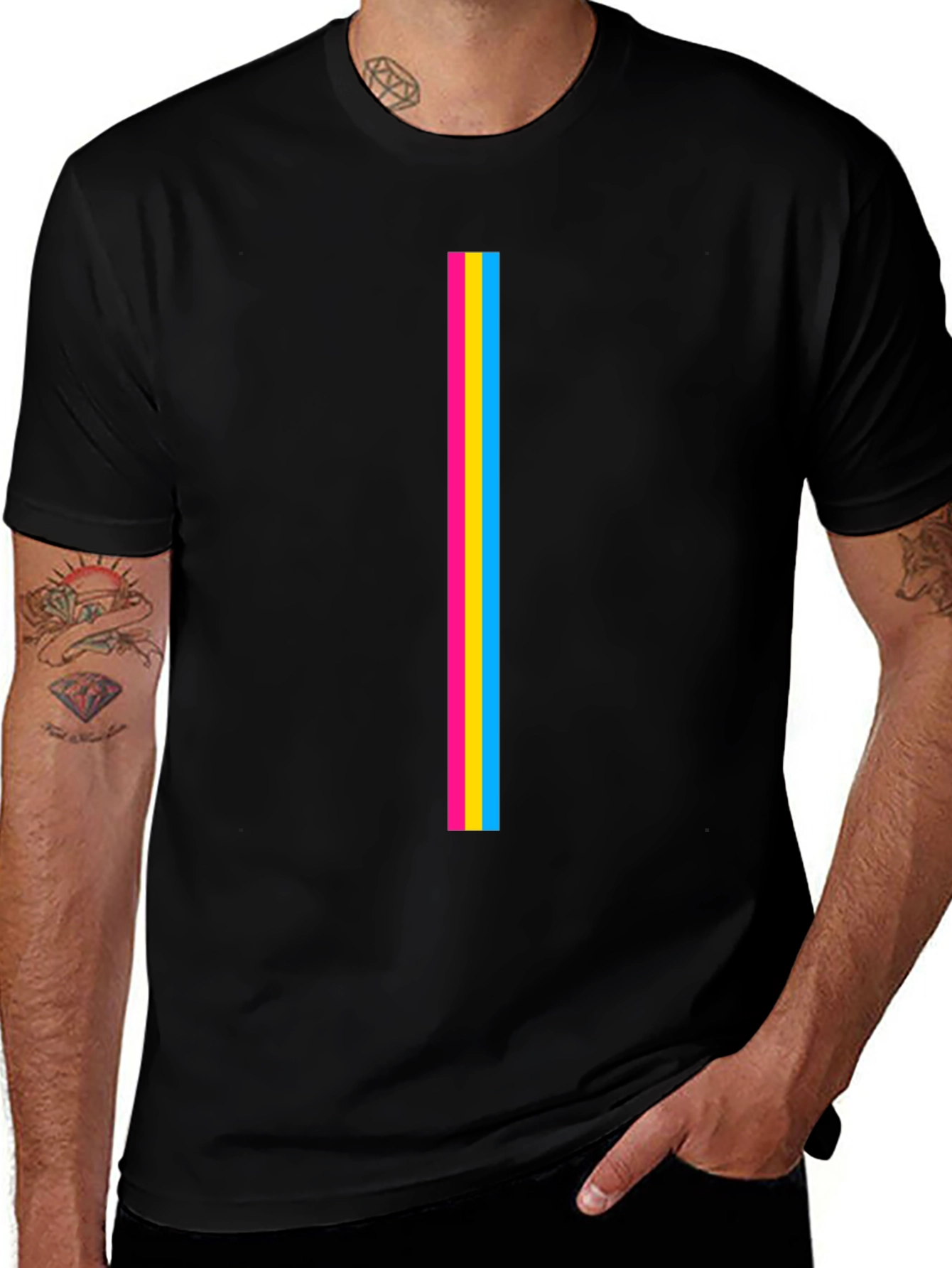 Pan Pride Stripe Graphic Black T-Shirt
