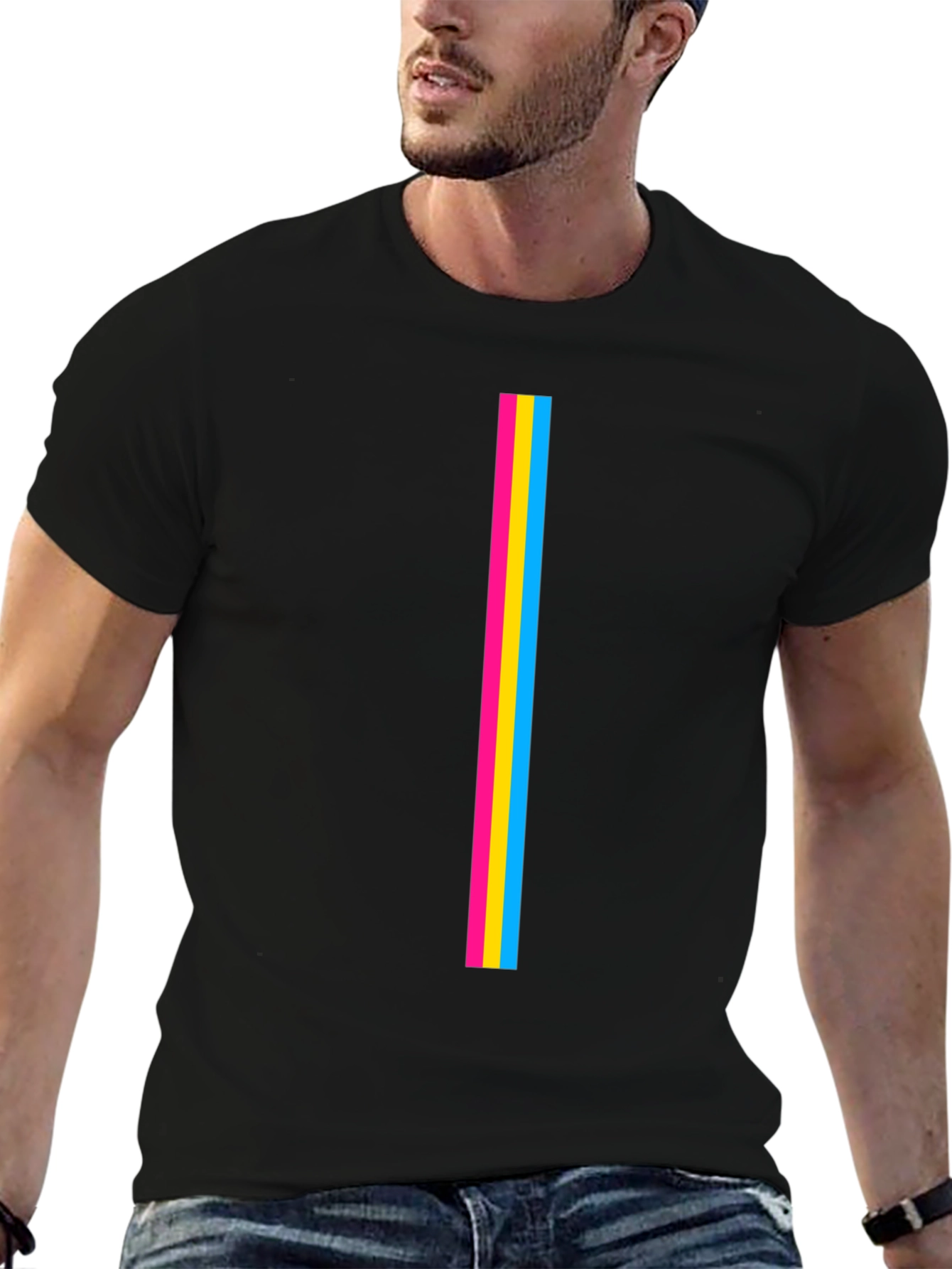 Pan Pride Stripe Graphic Black T-Shirt