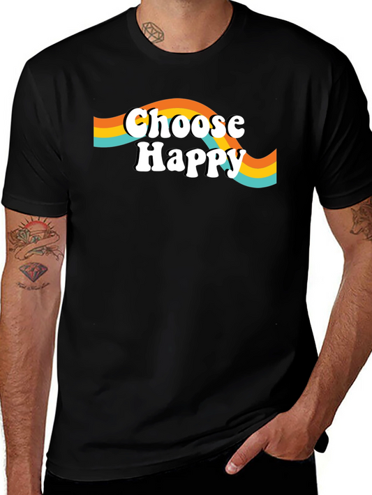 Choose Happy Graphic Tee - Retro Style