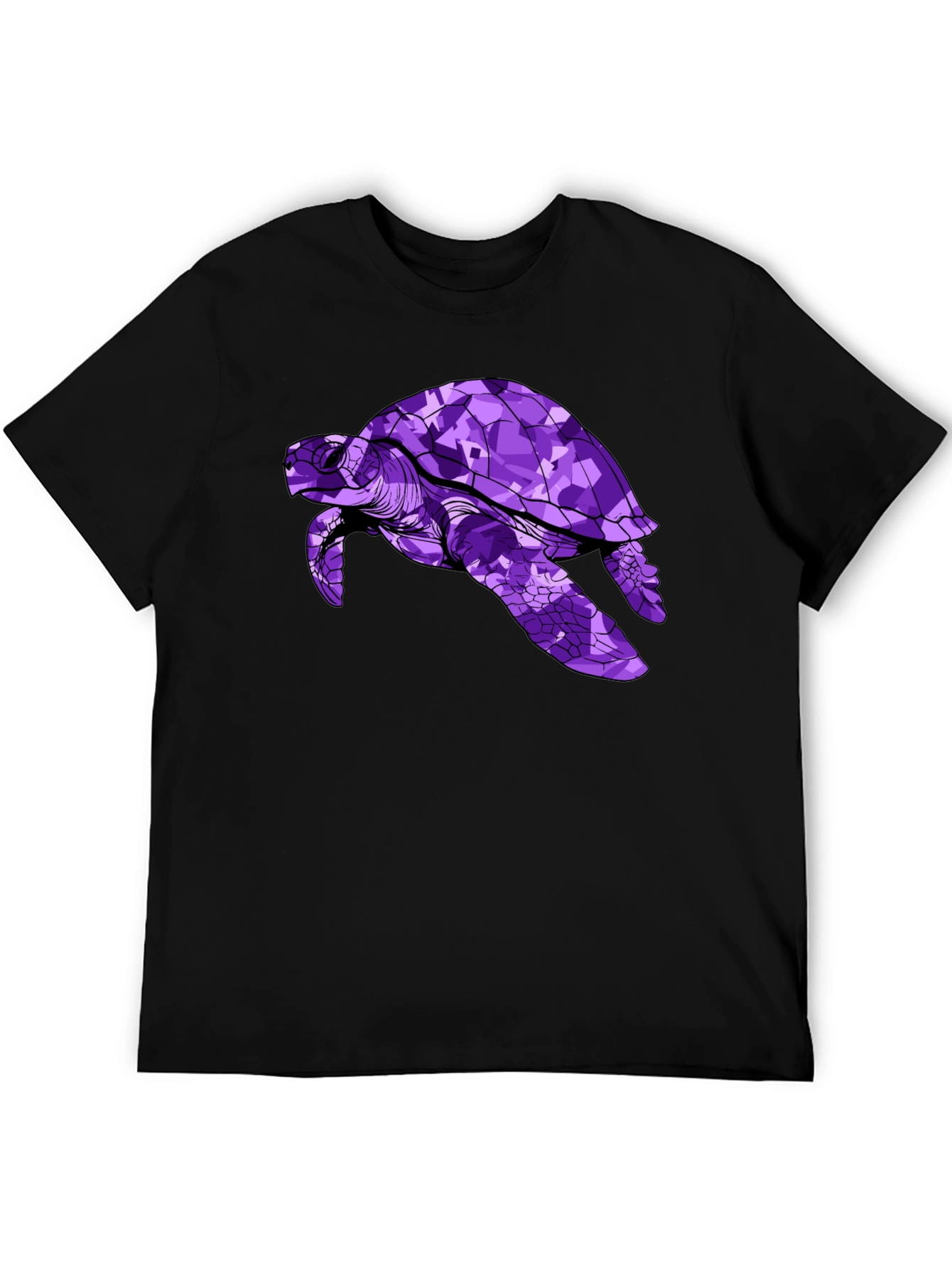 Purple Turtle Graphic Tee - Stylish Mens Black T-Shirt