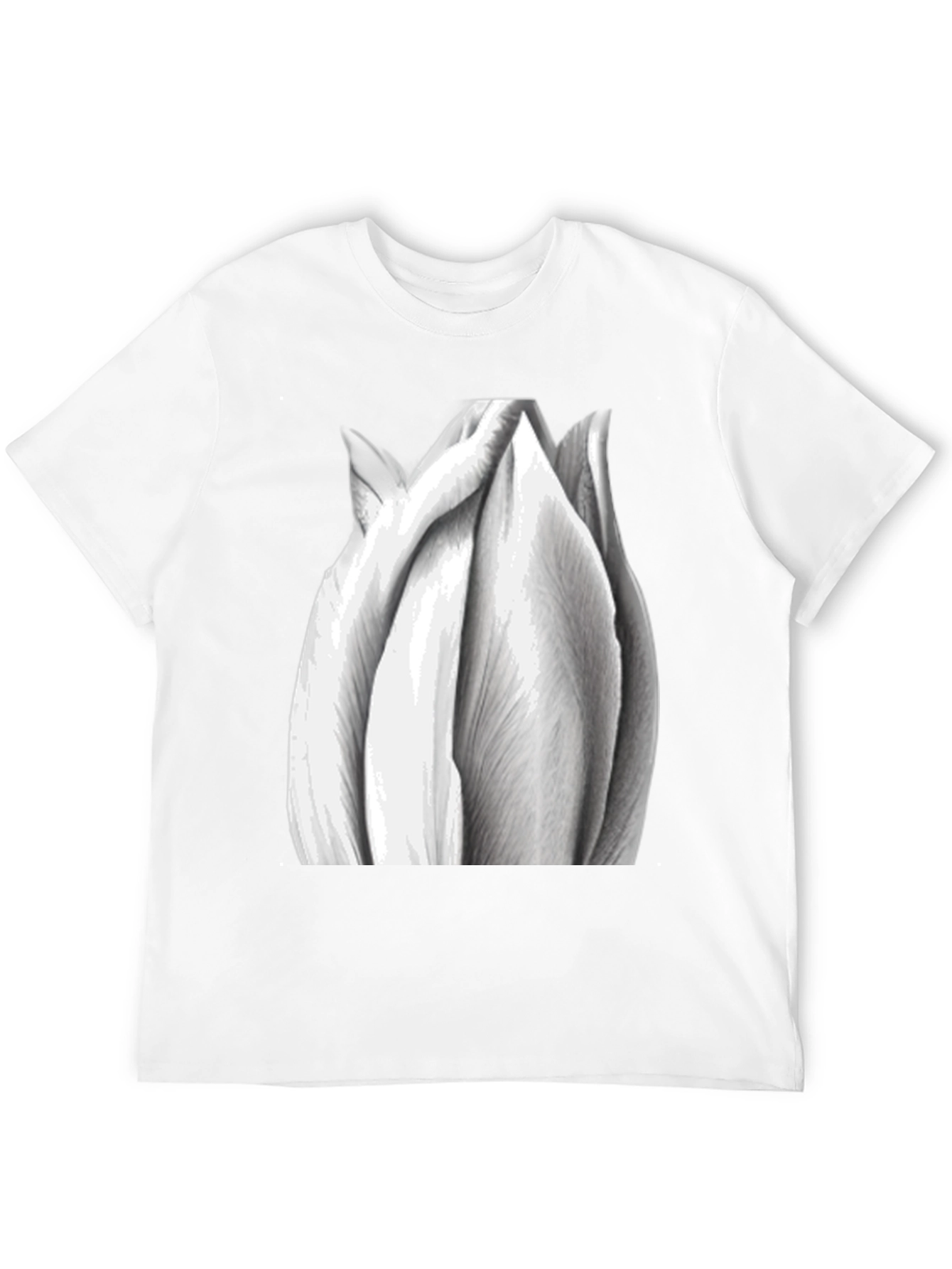Monochrome Tulip Graphic Tee - Stylish Black T-Shirt