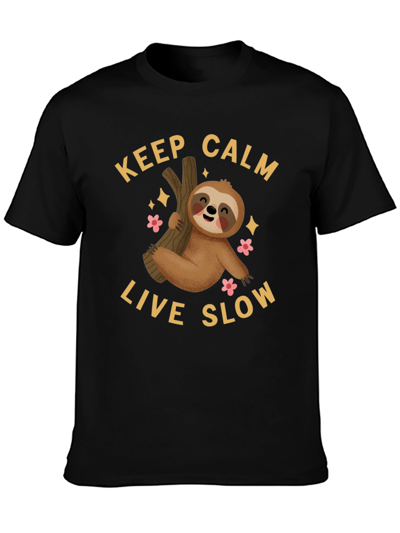 Keep Calm Live Slow Sloth Graphic Tee