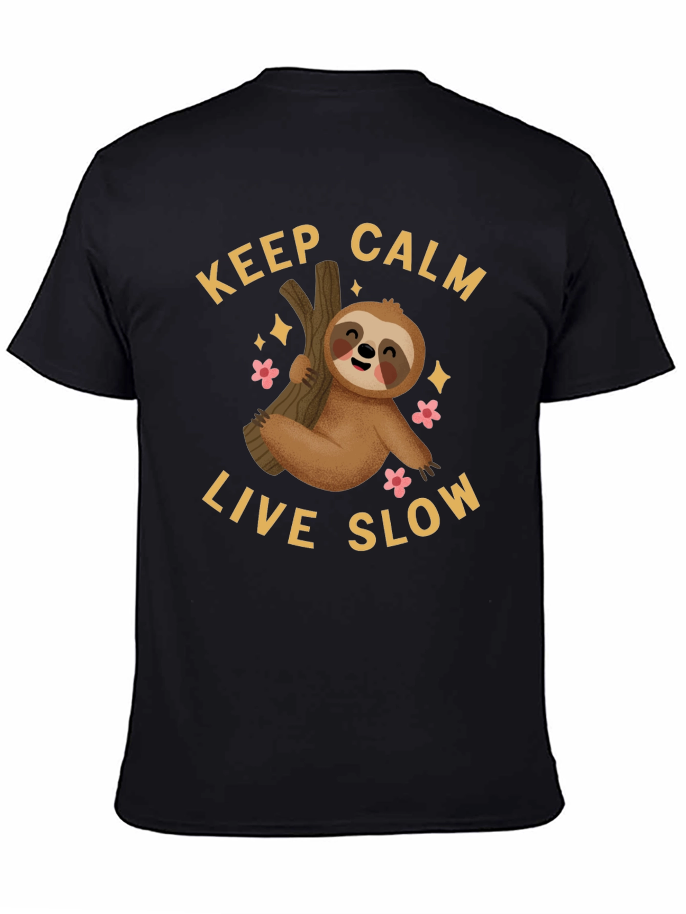 Keep Calm Live Slow Sloth Graphic Tee