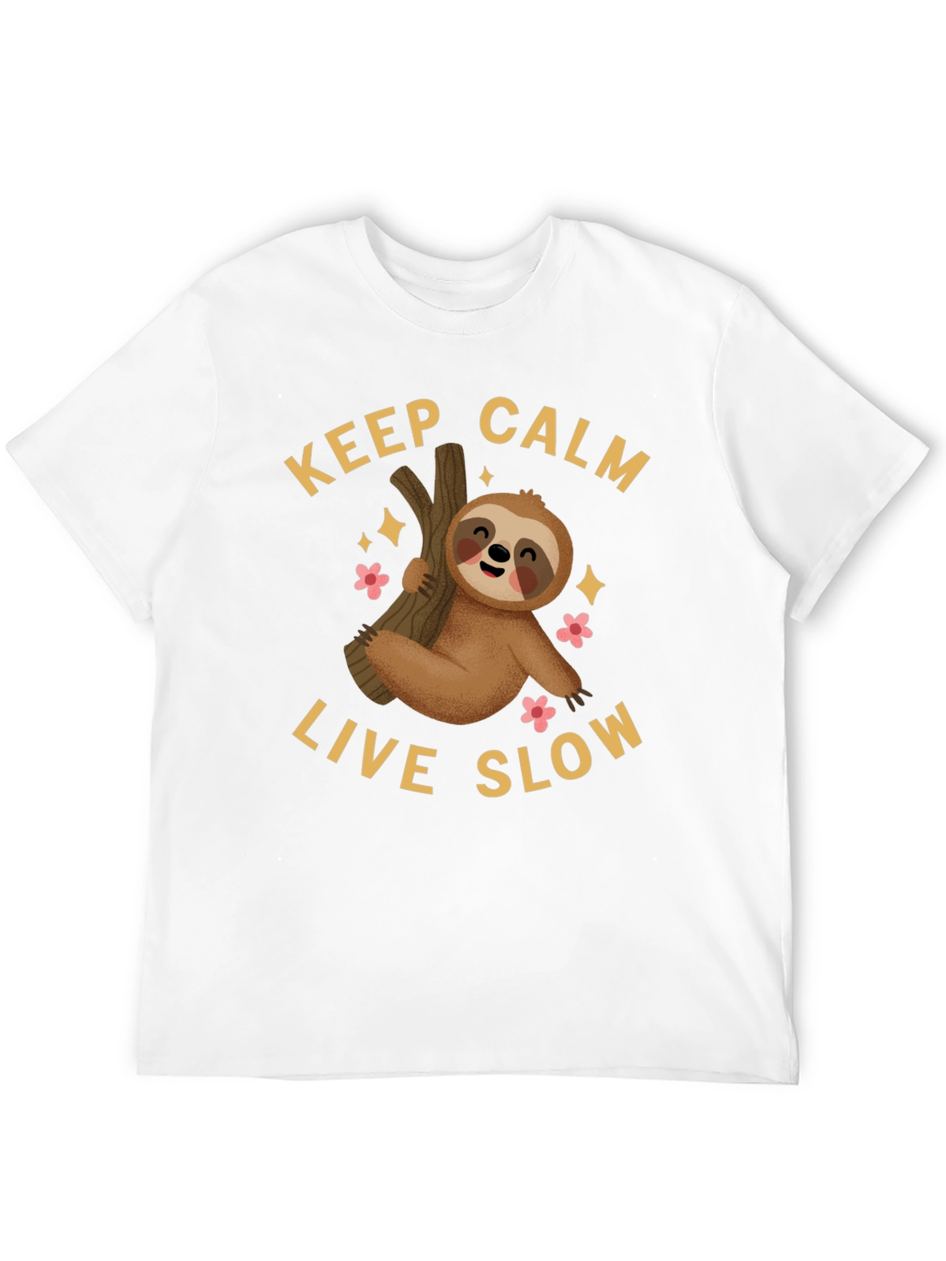 Keep Calm Live Slow Sloth Graphic Tee