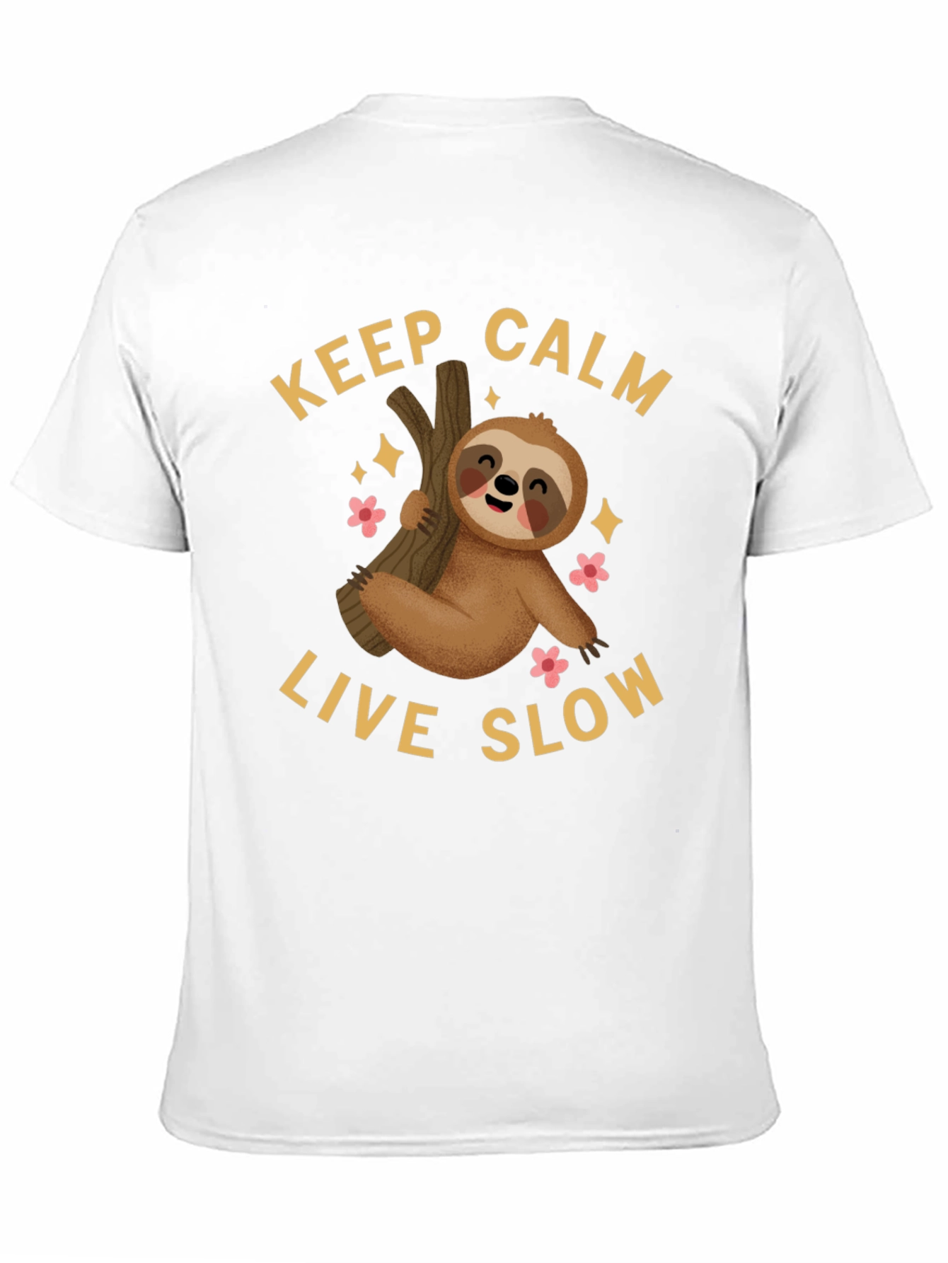 Keep Calm Live Slow Sloth Graphic Tee