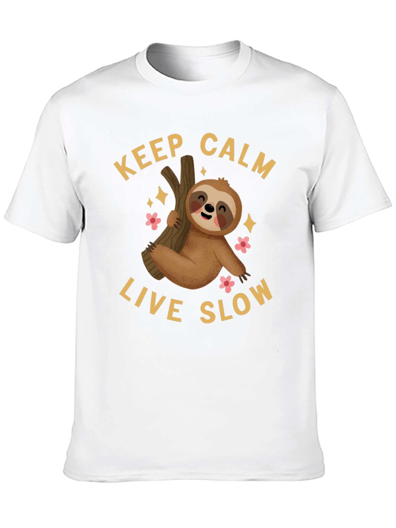 Keep Calm Live Slow Sloth Graphic Tee