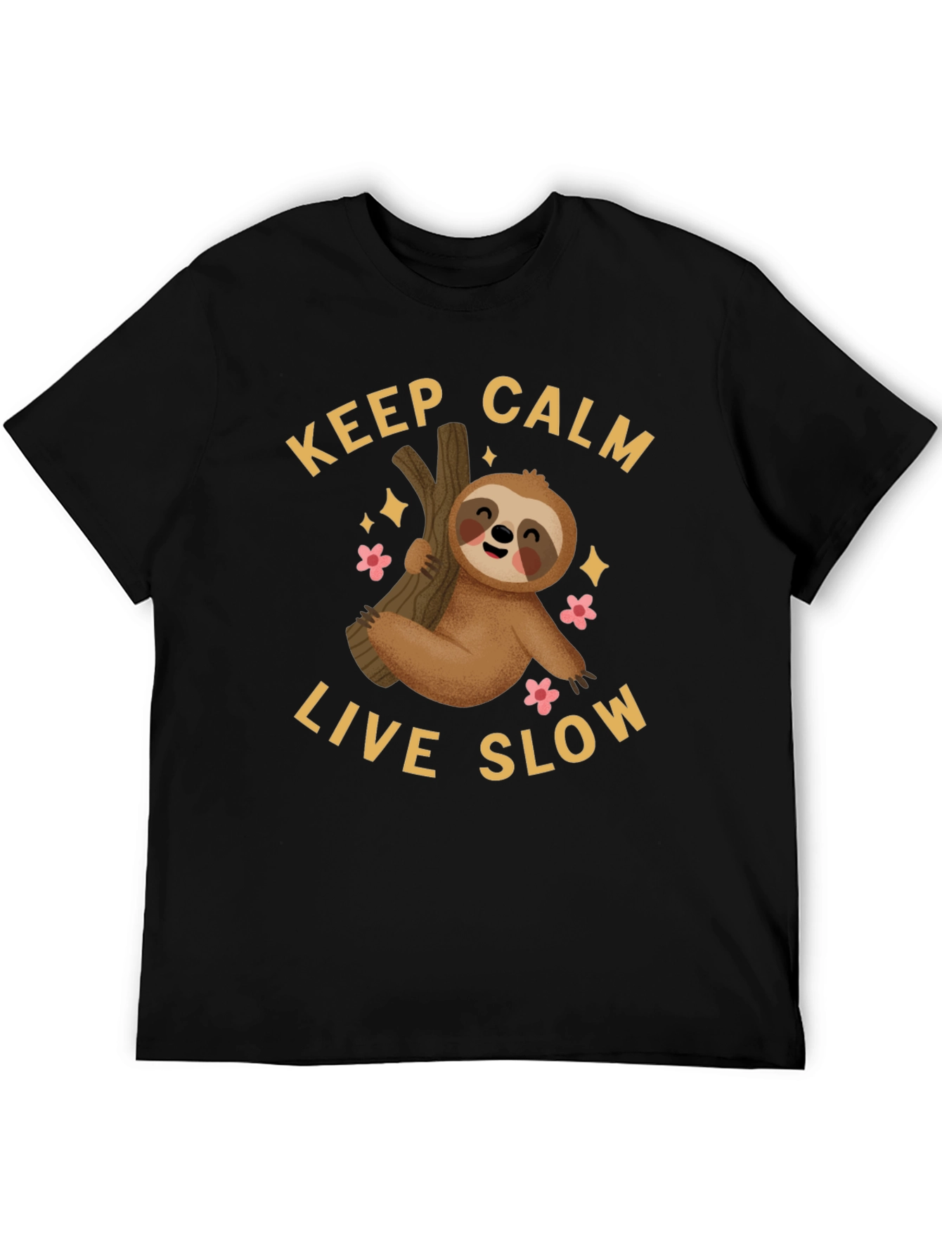 Keep Calm Live Slow Sloth Graphic Tee