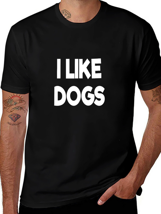 I Like Dogs Graphic Tee - Black Cotton T-Shirt