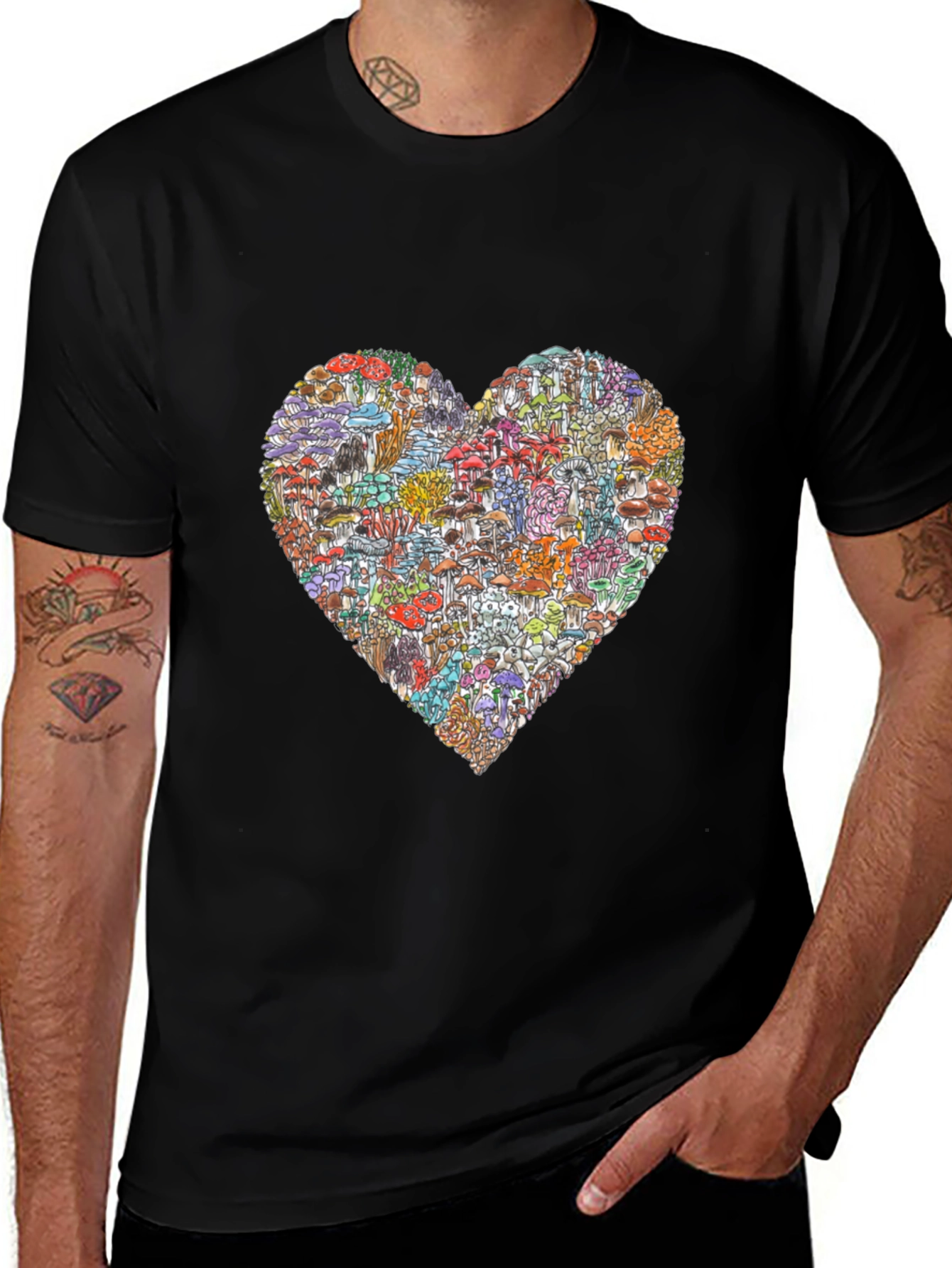 Mushroom Heart Graphic T-Shirt - Unique Design