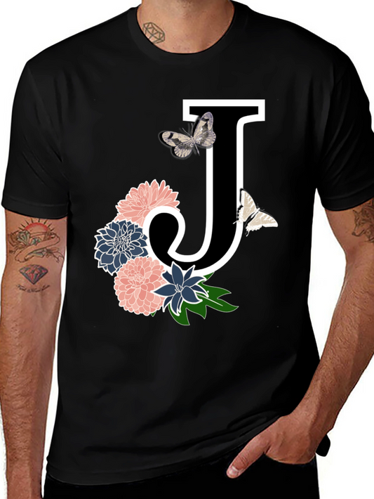 Floral Letter J T-Shirt