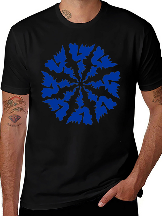 Black Tee with Abstract Blue Graphic